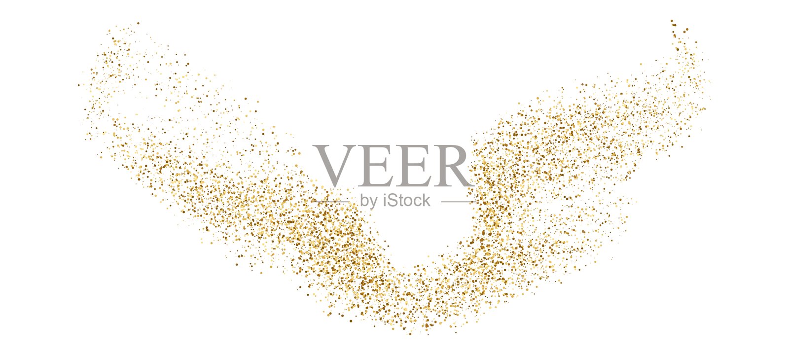 金色飞舞的闪光爆炸，金色尘埃和闪烁颗粒或光辉迸发。假日设计的矢量点状流体插画图片素材