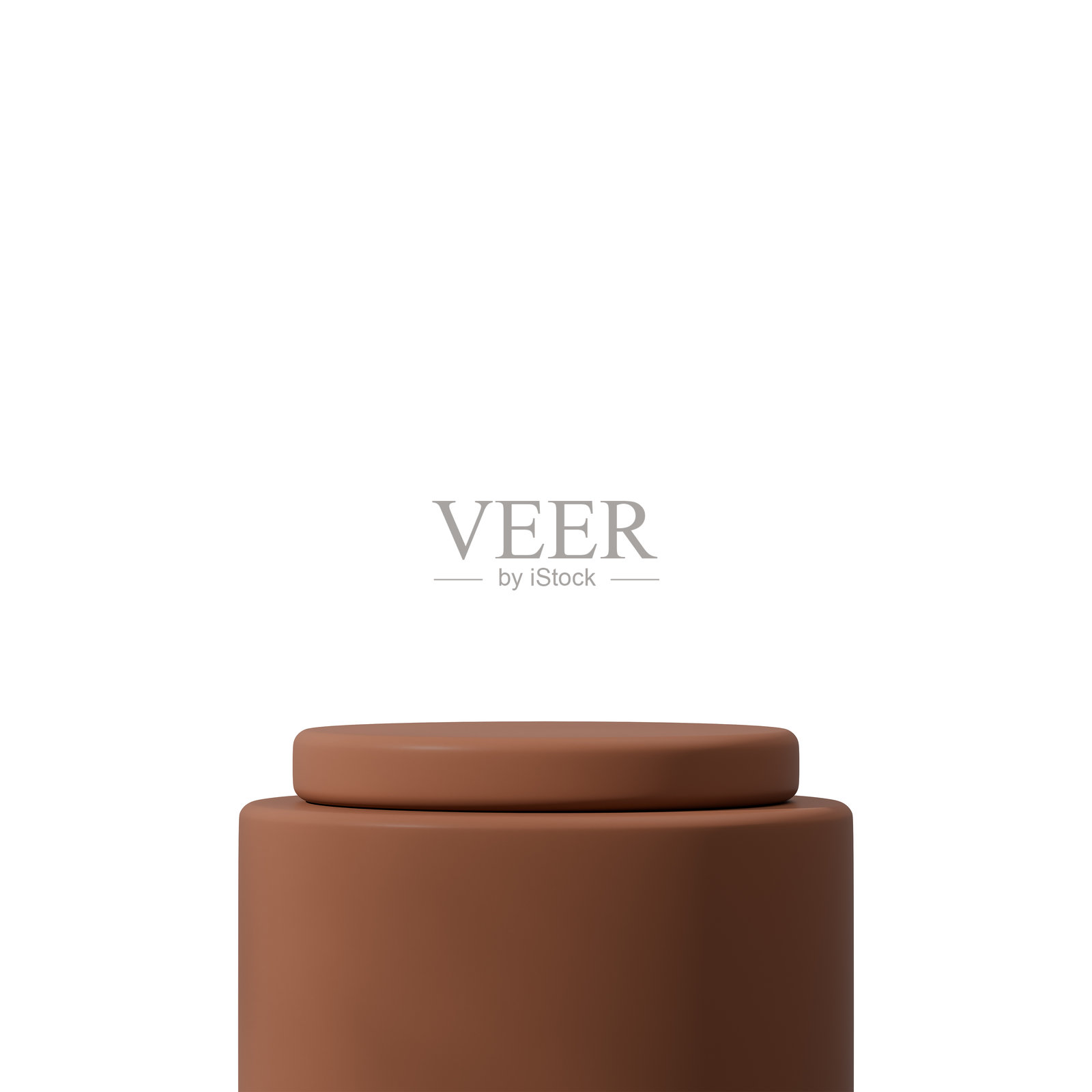 一个以花瓶为背景的图像，展示了一个棕色曲线圆柱体的3D渲染空白空间。照片摄影图片