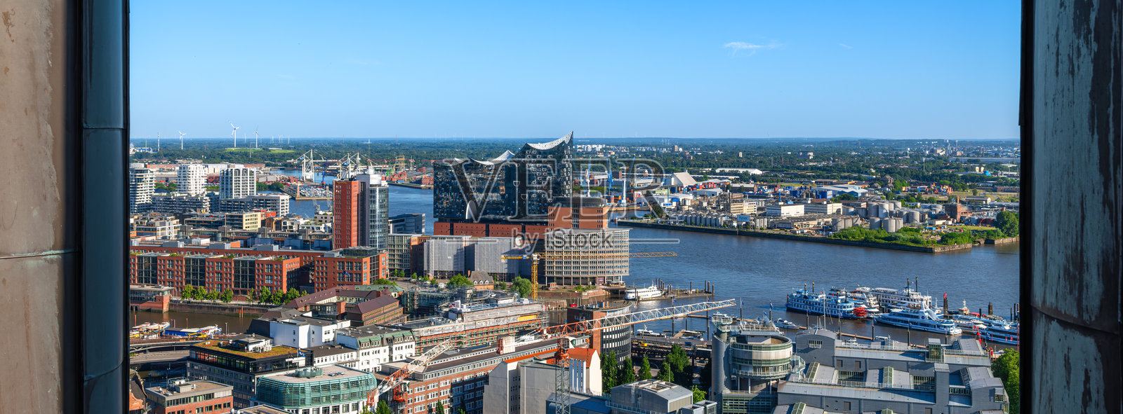 汉堡生机勃勃的城市景观鸟瞰图照片摄影图片