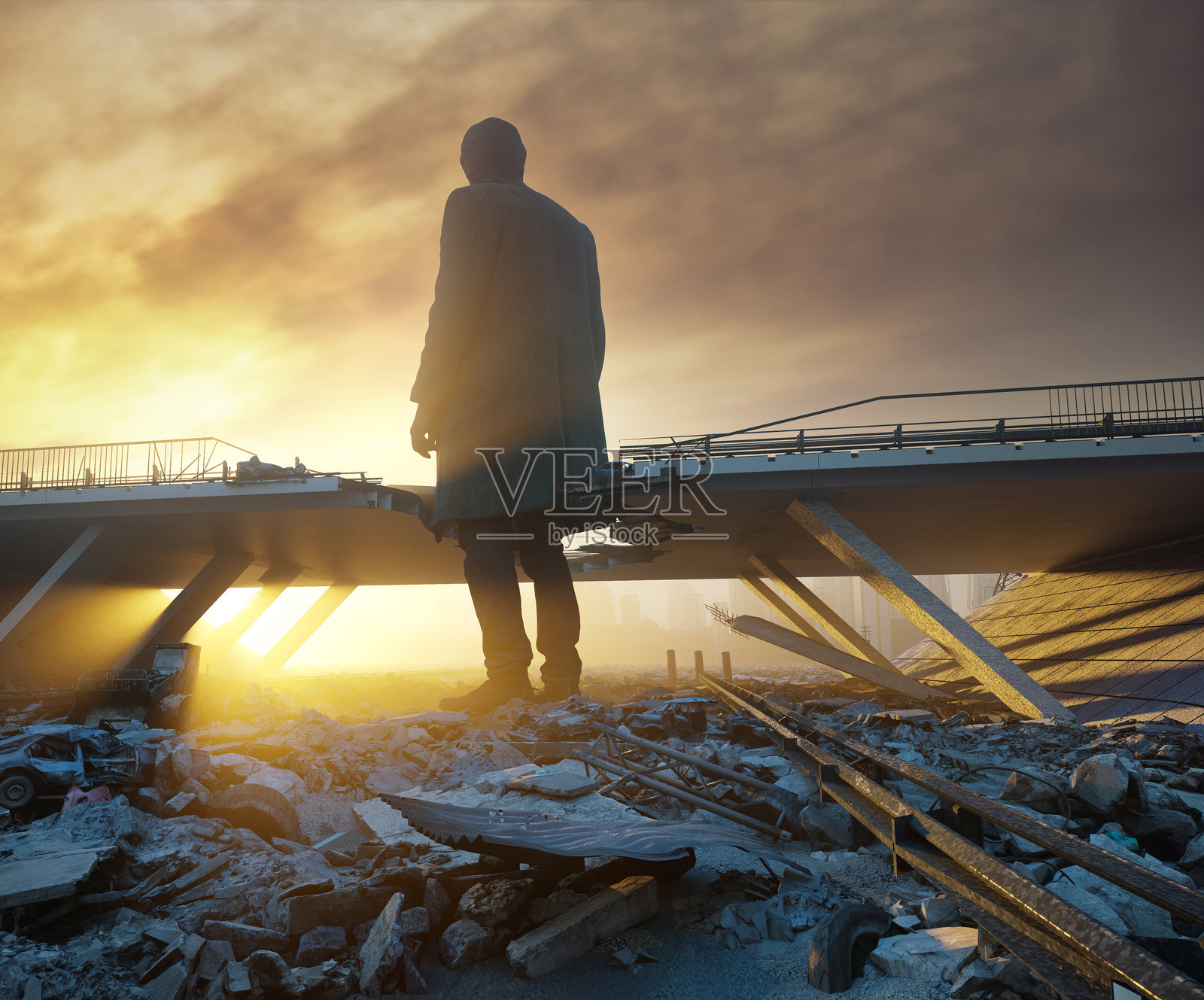 剪影日落沉思照片摄影图片