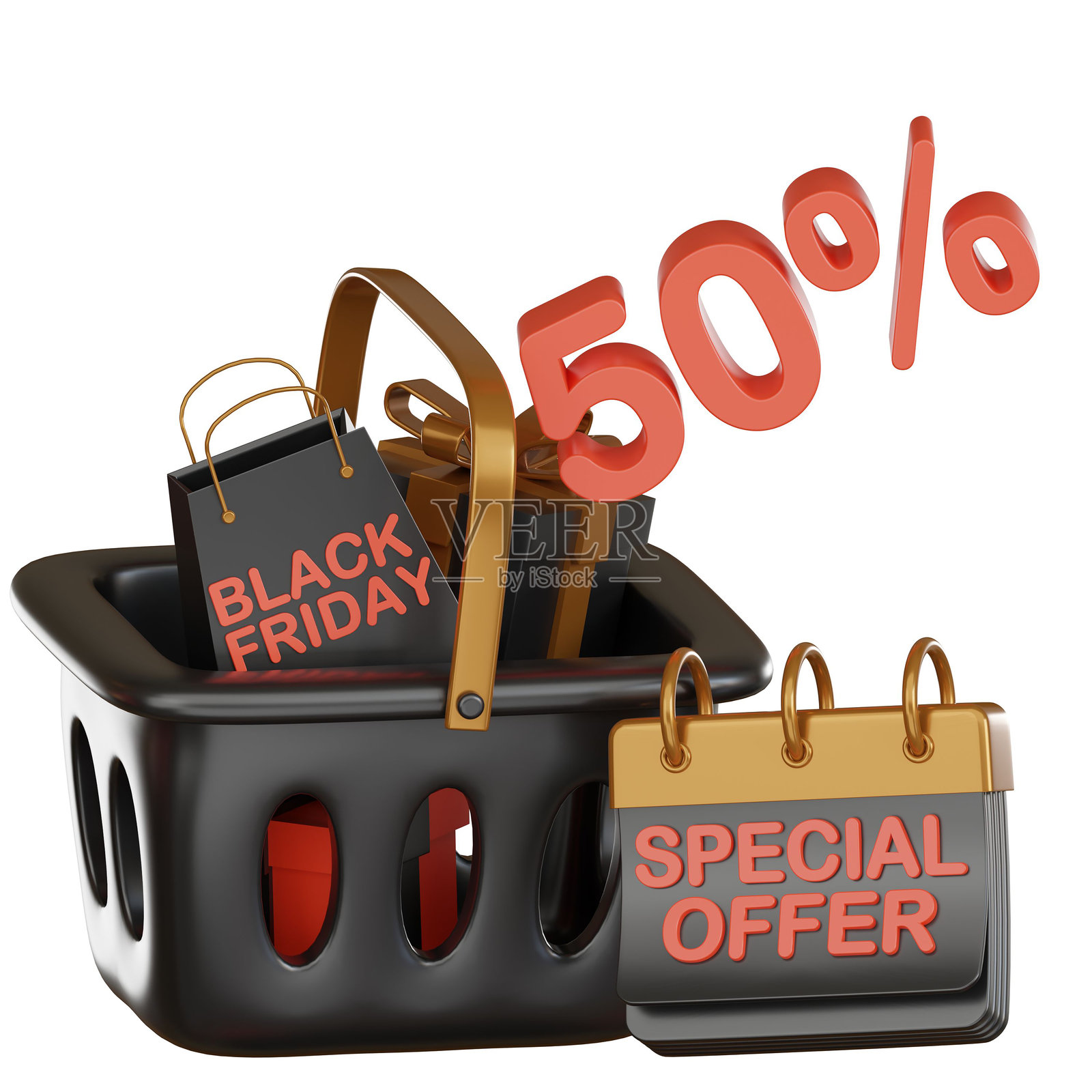 黑色星期五3D图标发光，特惠欢乐照片摄影图片