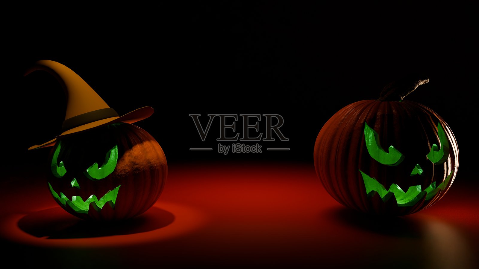 万圣节南瓜在阴森的节日氛围中闪烁光芒照片摄影图片