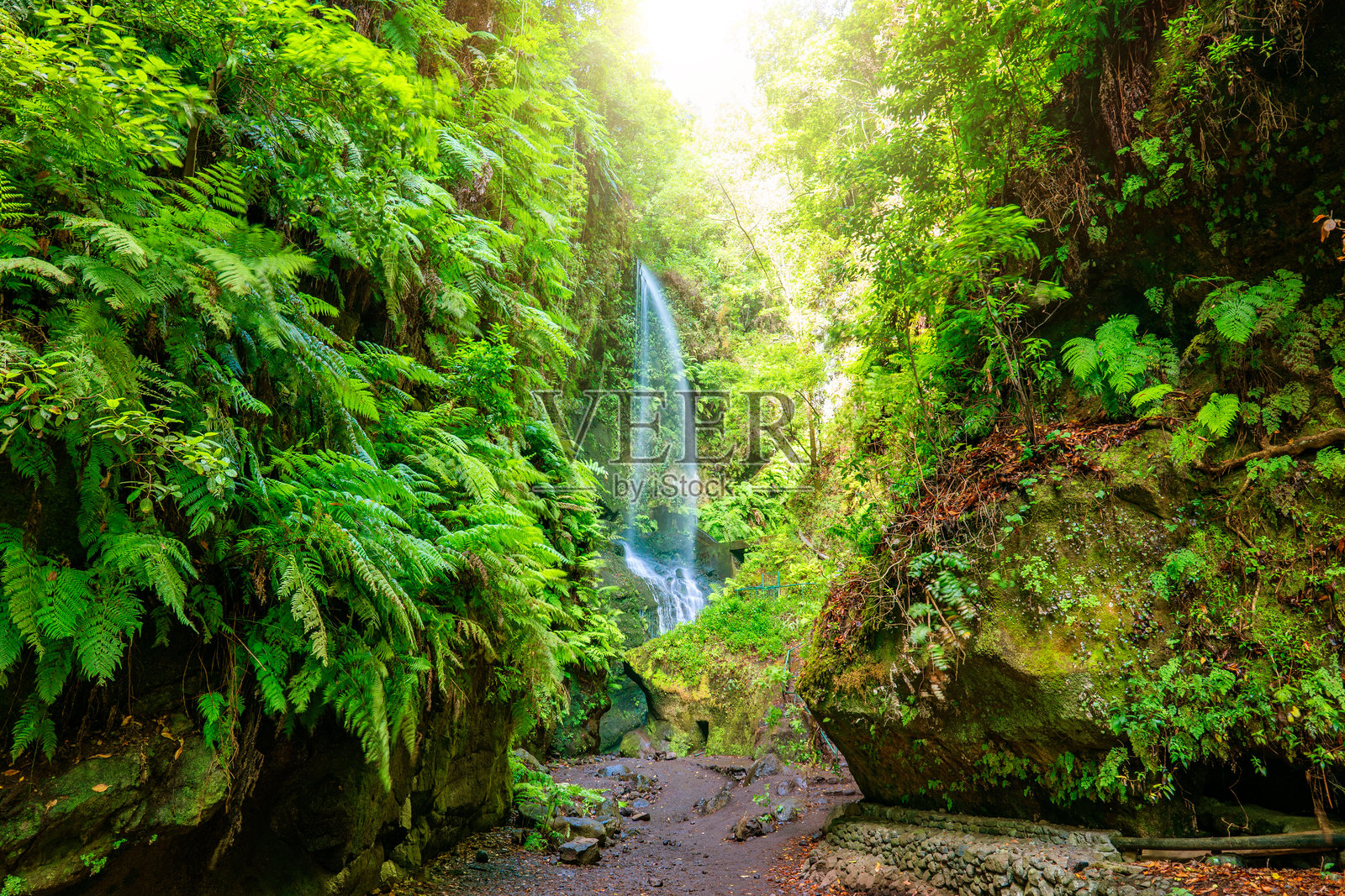 洛斯蒂洛斯瀑布，拉帕尔马，加那利群岛照片摄影图片