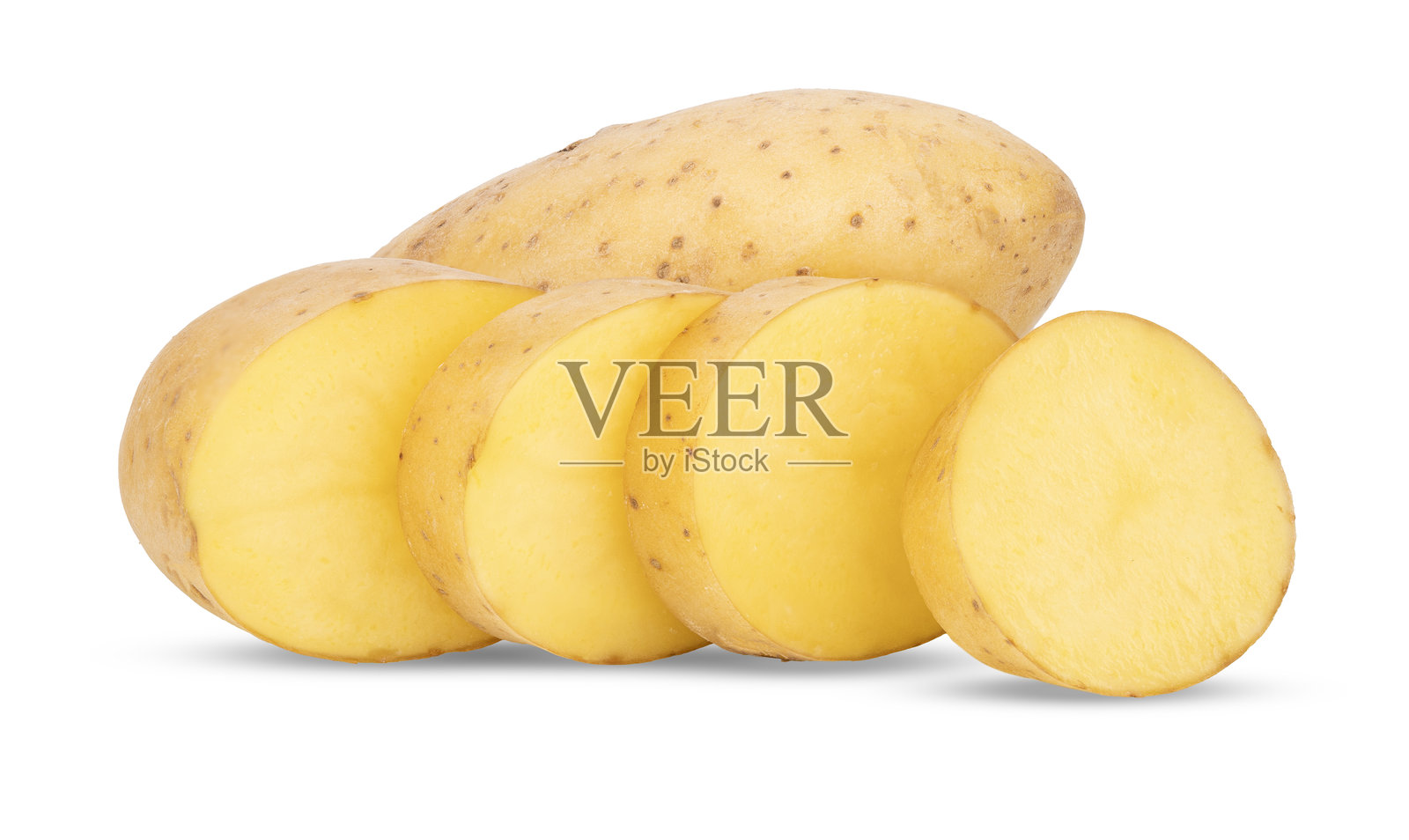 白色背景上的土豆照片摄影图片