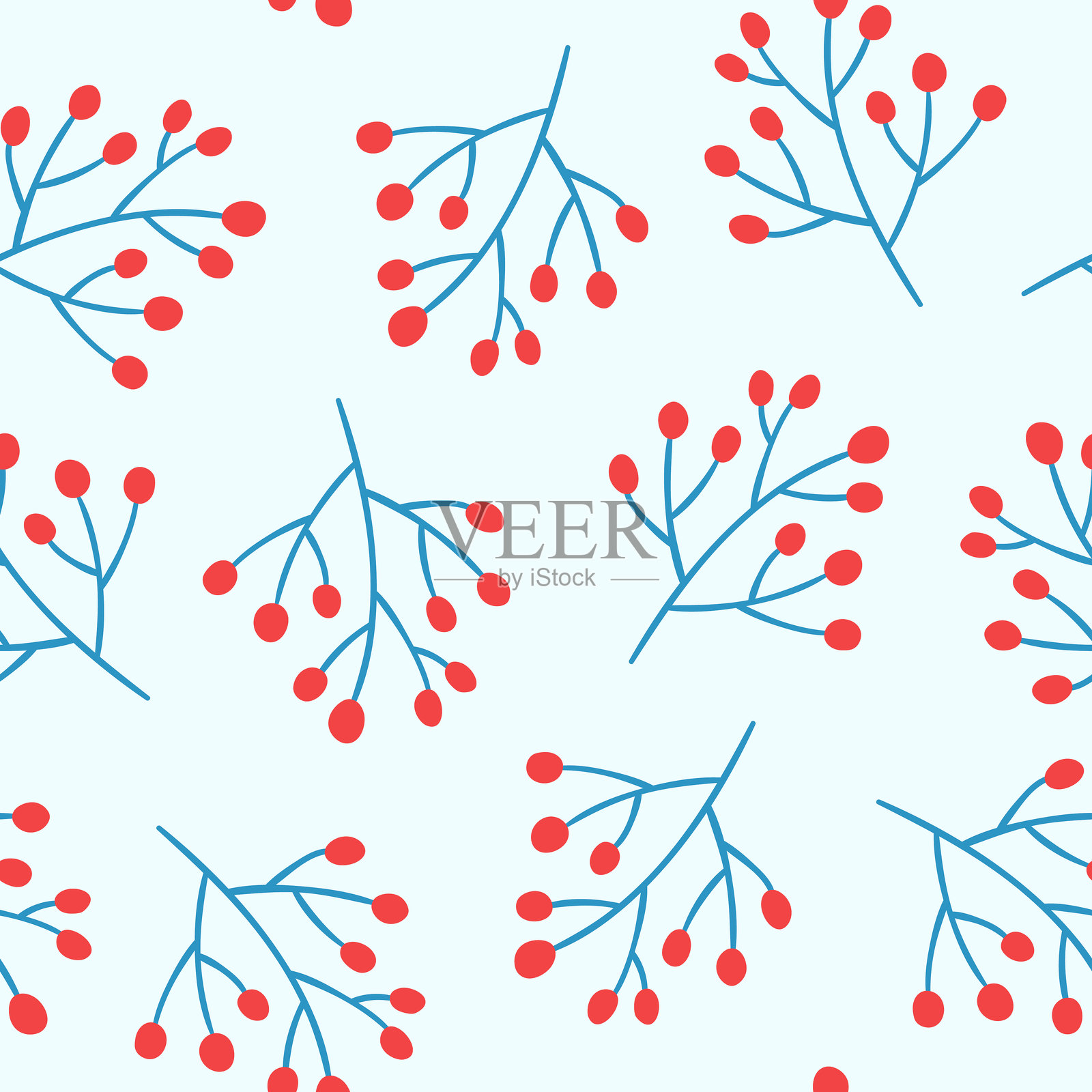 无缝浆果冬季圣诞背景。插画图片素材