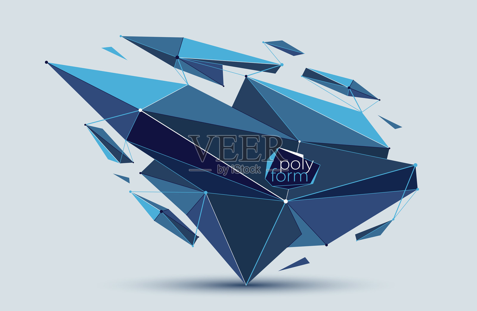 低多边形抽象形状，孤立的未来形状设计多边形插画图片素材