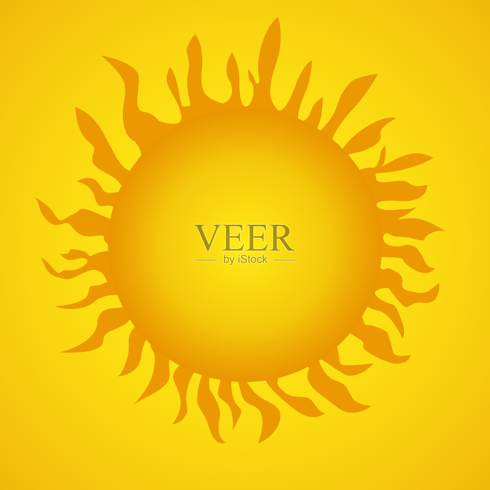太阳。黄色图标在黄色背景上插画图片素材