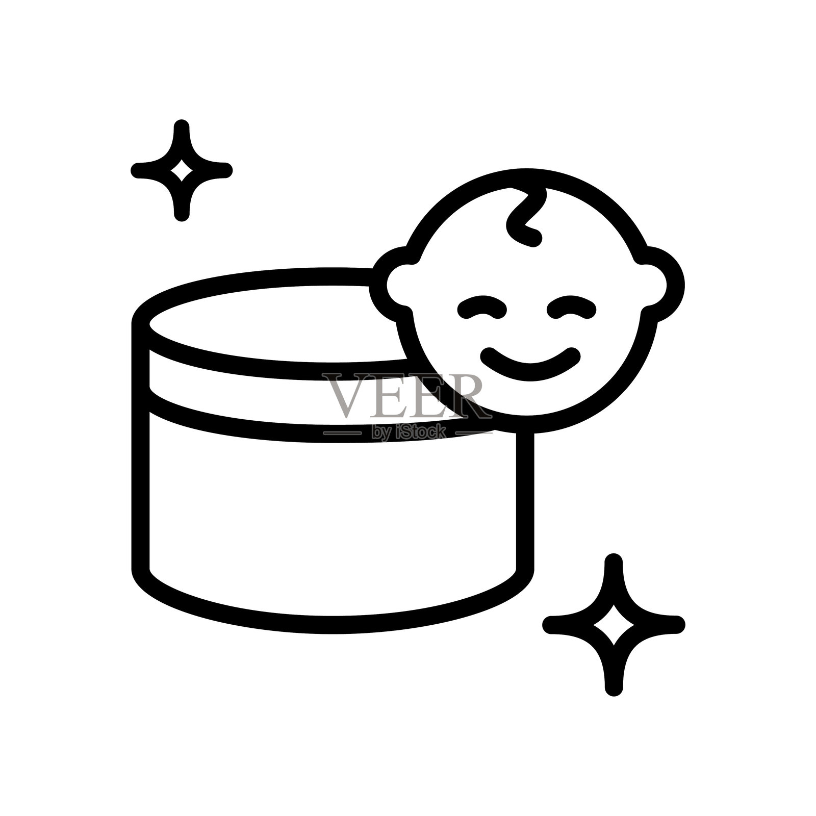 婴儿乳霜护肤霜线条图标在白色背景上插画图片素材