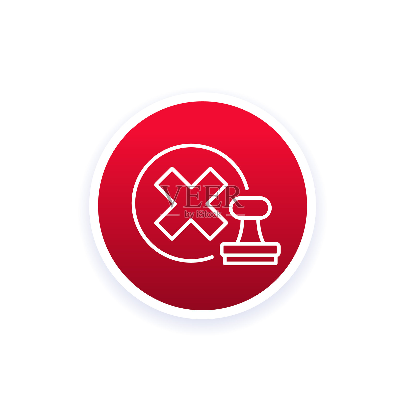 带有印章的拒绝图标，线条矢量图插画图片素材