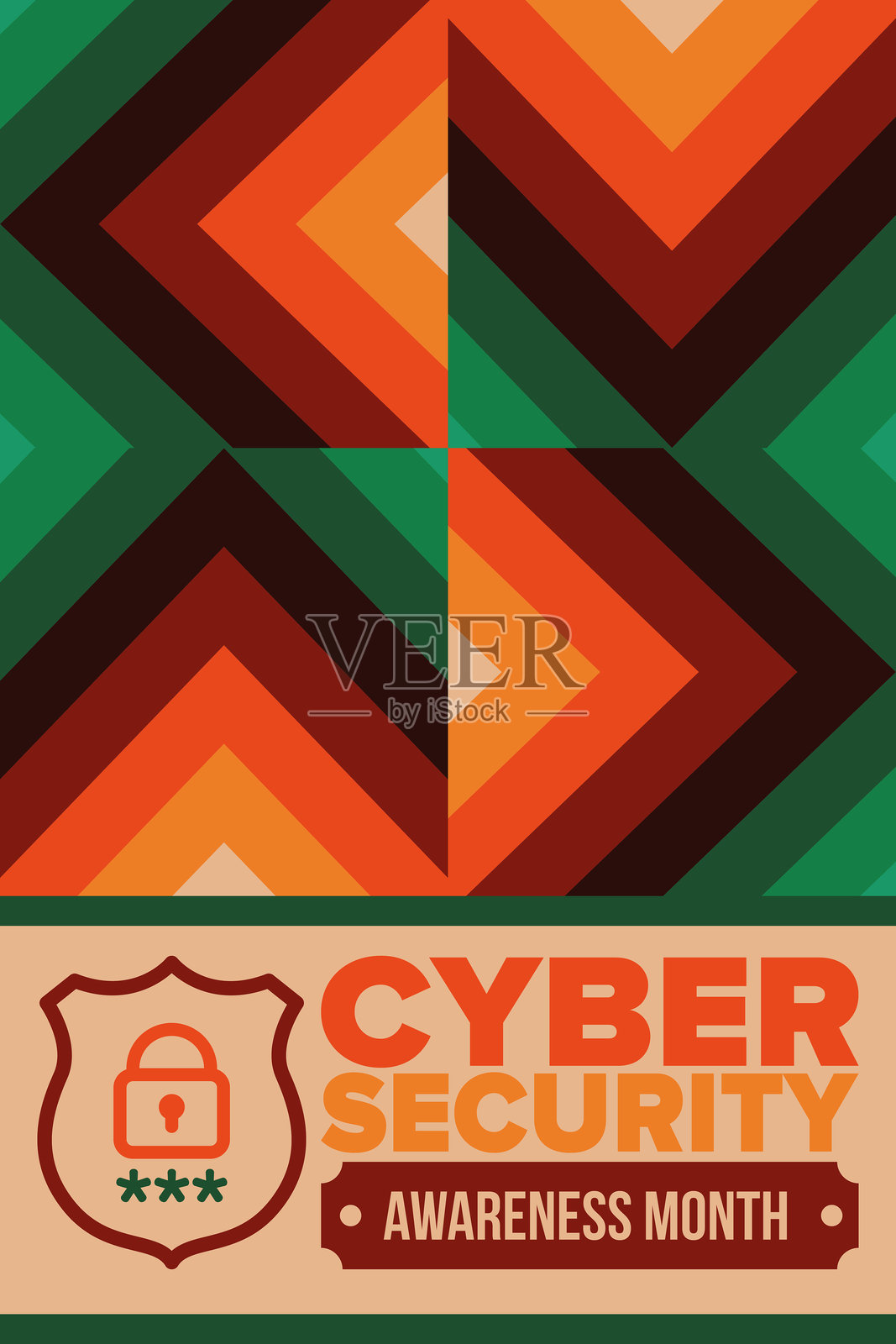 网络安全意识月。每年十月庆祝，旨在提高人们对数字安全的认识，并赋予每个人保护个人数据免受数字犯罪的能力。矢量海报插画图片素材