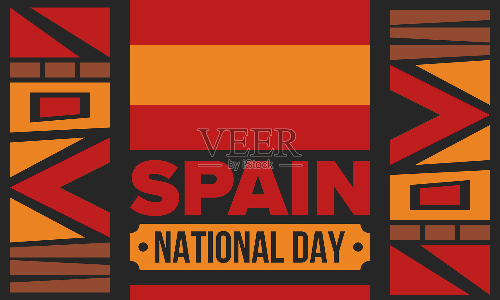 西班牙国庆日。西班牙国旗。每年10月12日庆祝的国家快乐假日。西班牙裔文化遗产。海报、卡片、横幅和背景。矢量插图插画图片素材