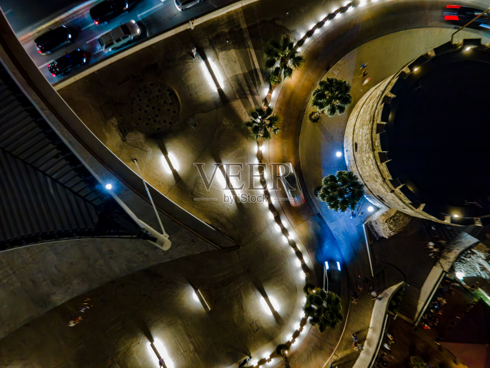夜间城市鸟瞰图照片摄影图片