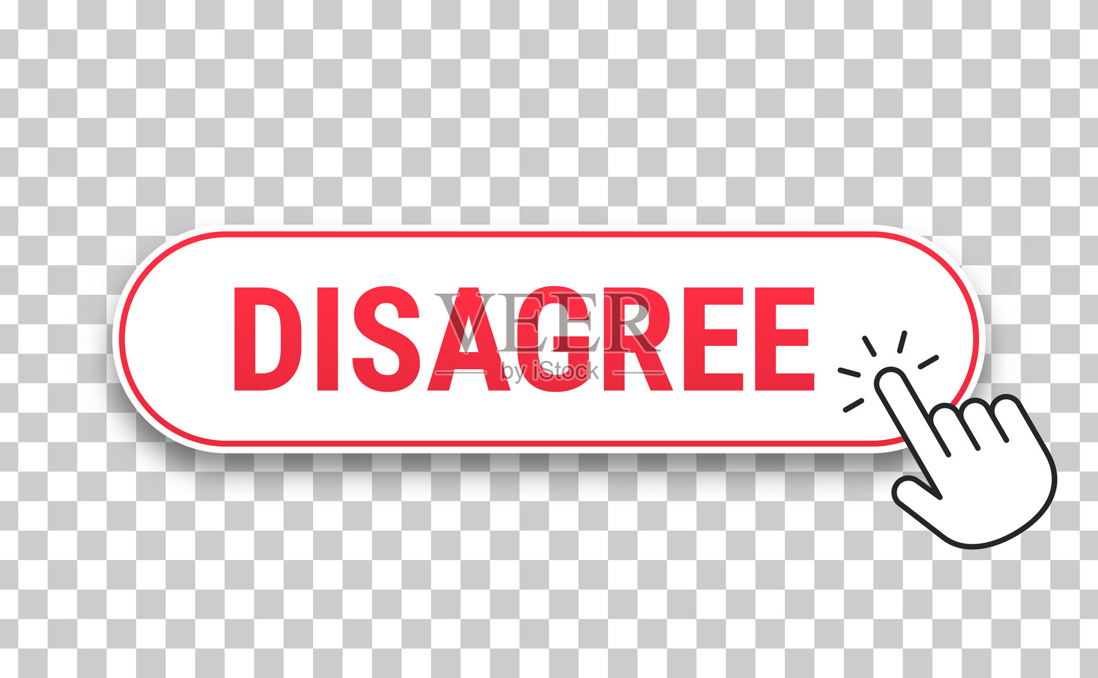 不同意 - 3D点击网页按钮与空白背景上的手形光标插画图片素材