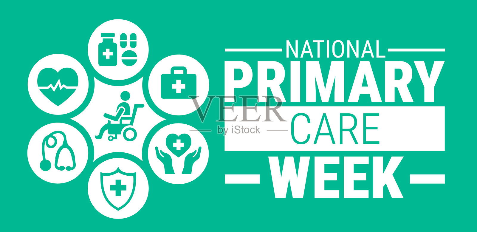 国家初级医疗周背景、横幅、卡片或海报设计模板，每年十月举行，以提高对该使命的认识。矢量插图。插画图片素材