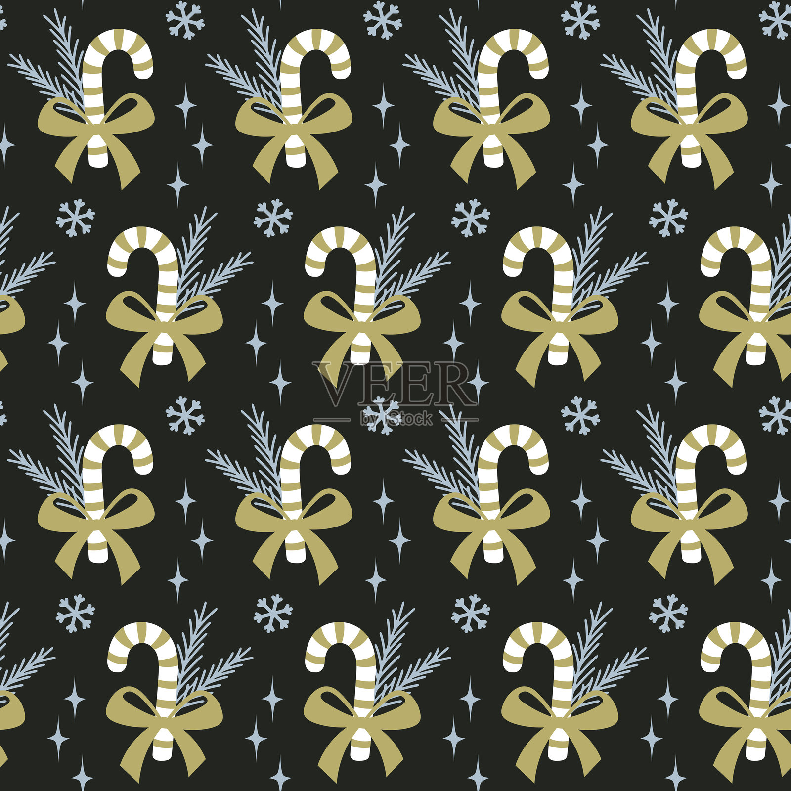 无缝圣诞图案与糖果手杖插画图片素材