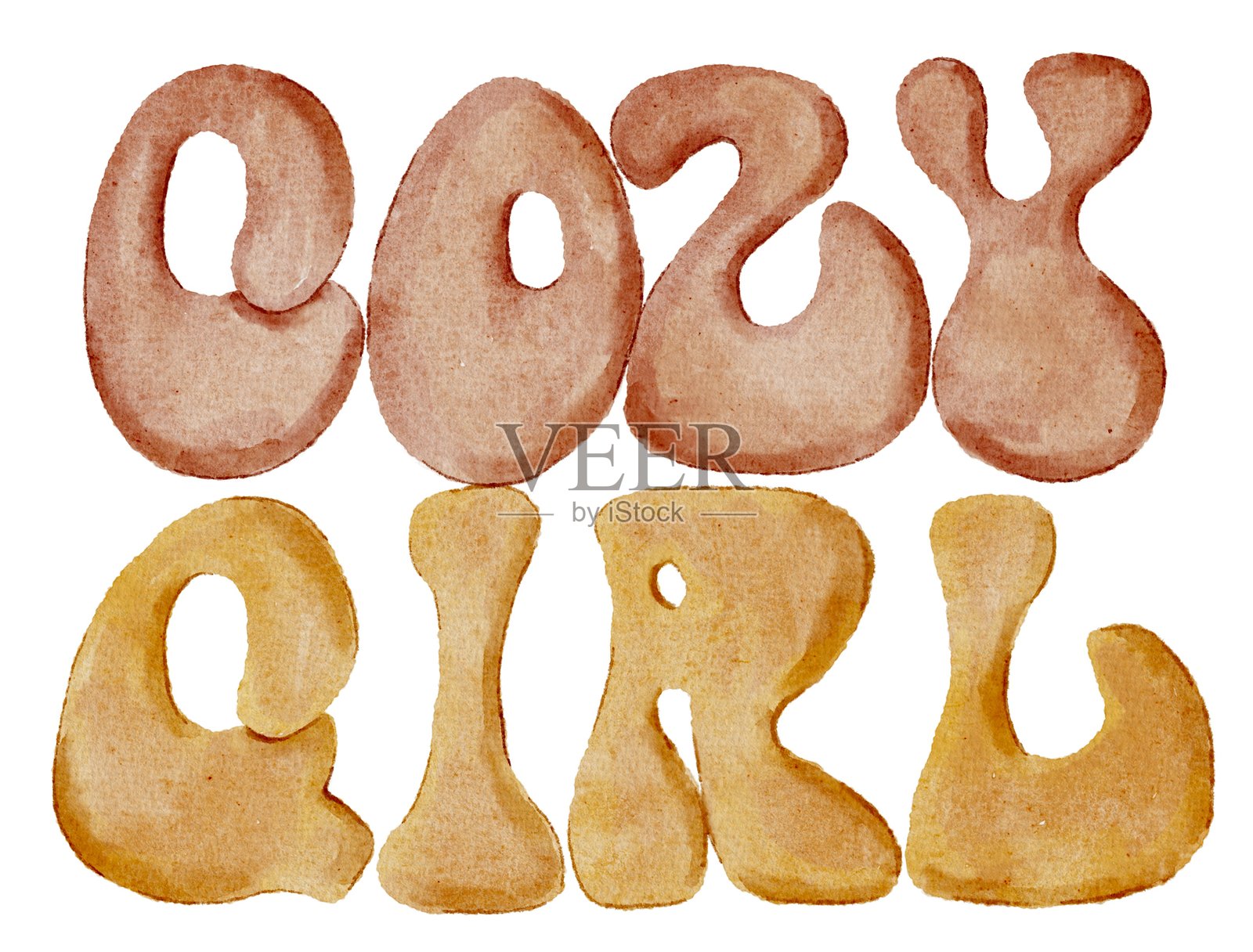 温馨女孩手绘字母插画图片素材