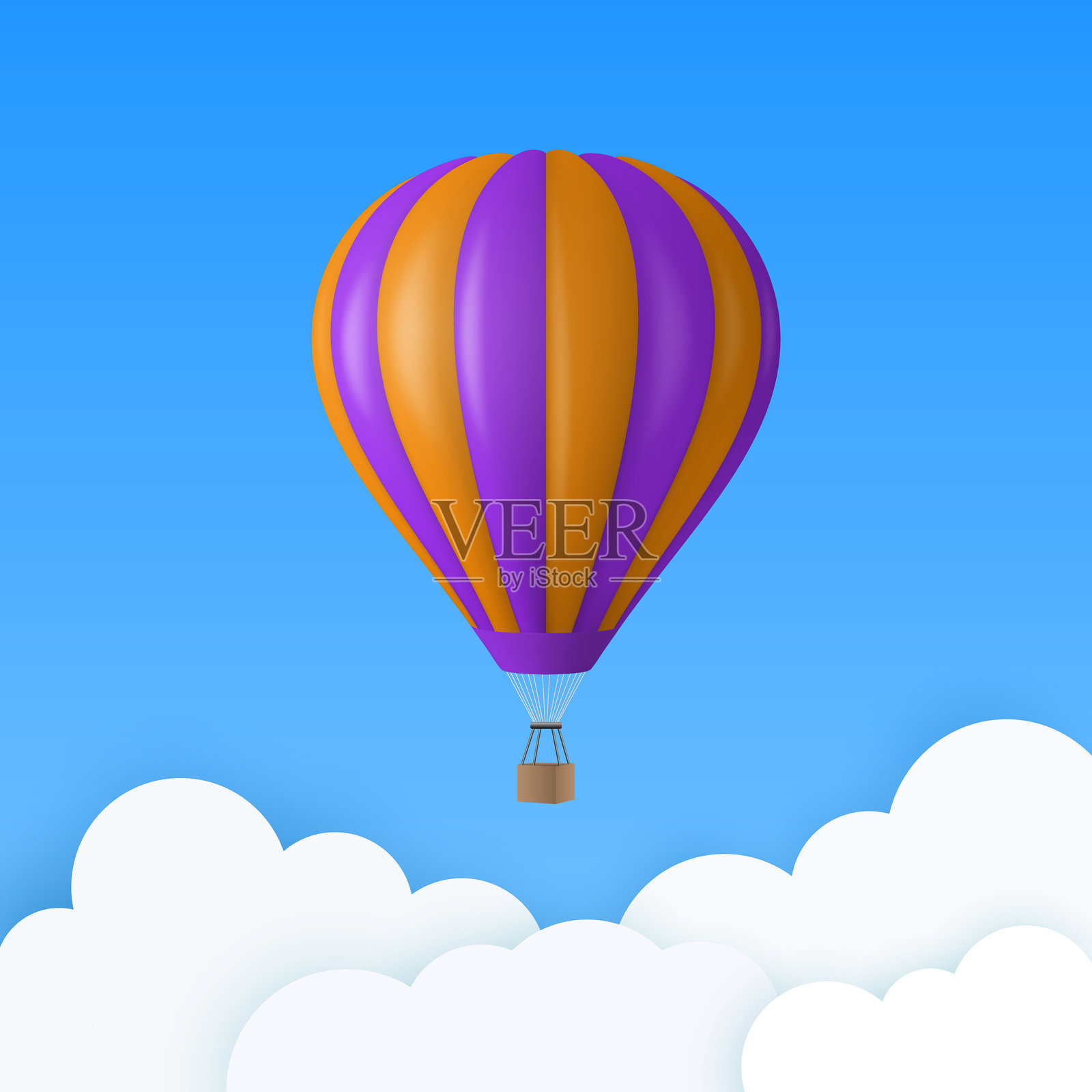 带有3D真实热气球的矢量旅行横幅插画图片素材