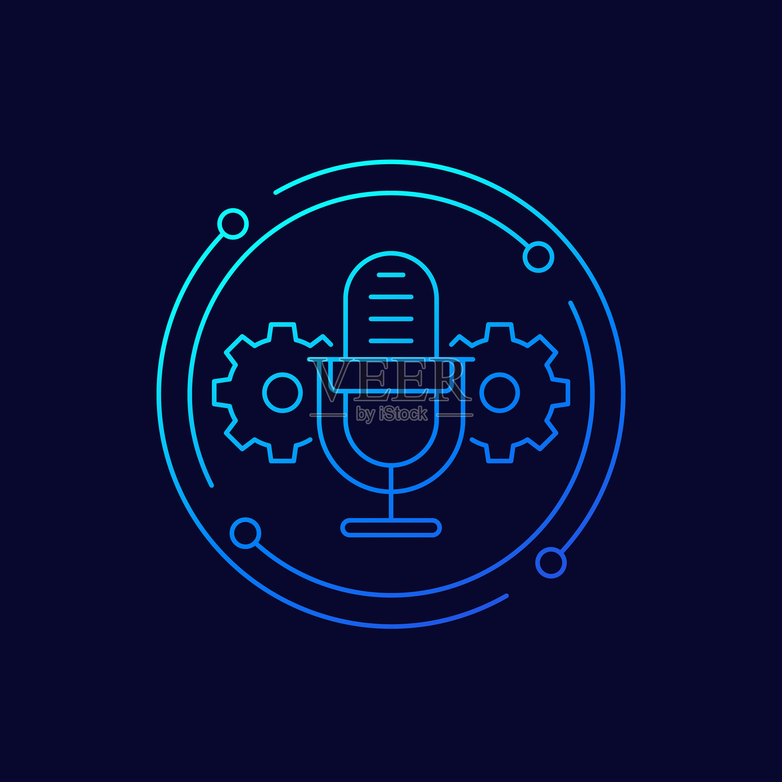 麦克风图标，音频设置，线性设计插画图片素材