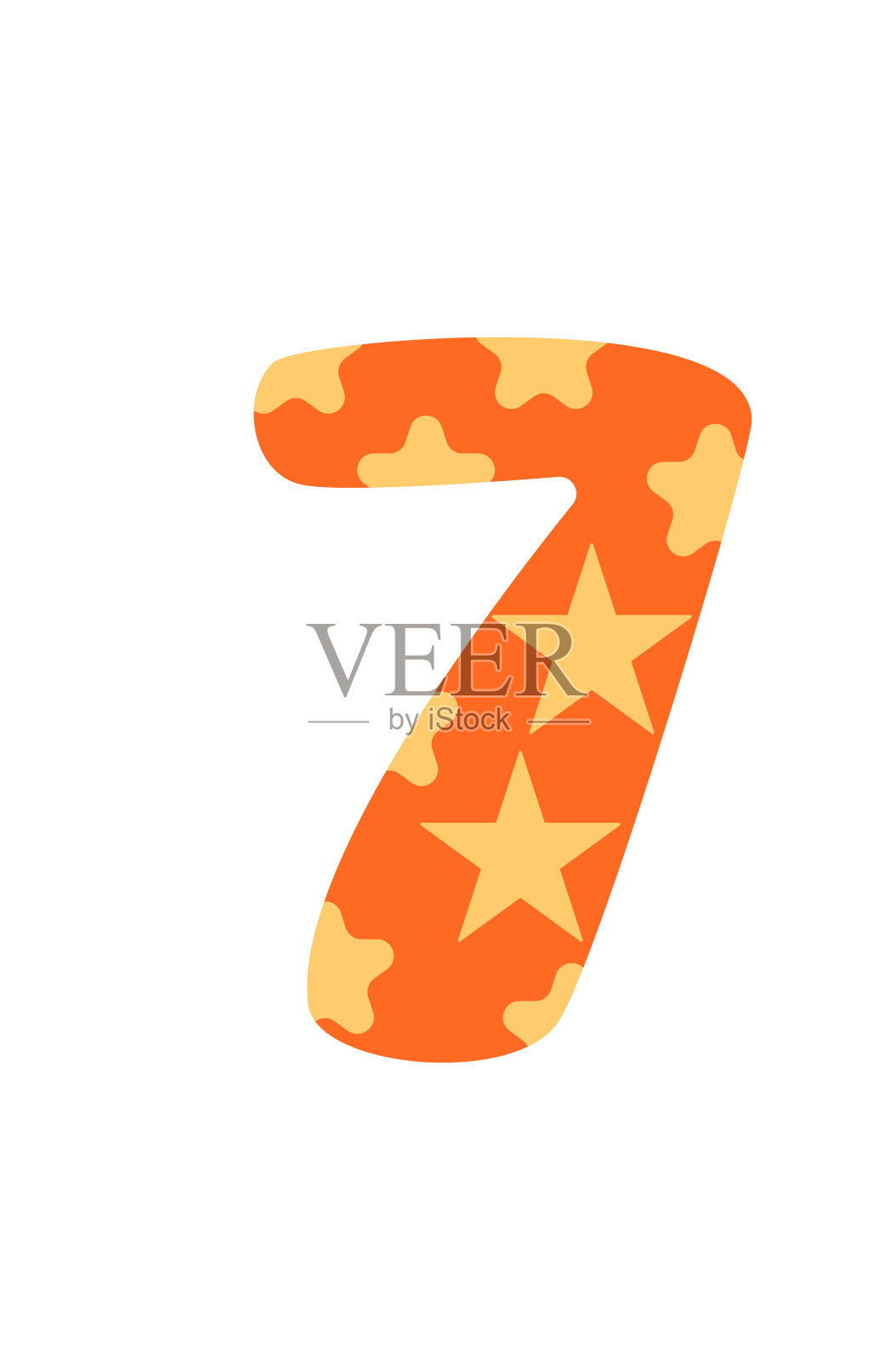 顽皮的数字7与星星。数字七插图。插画图片素材