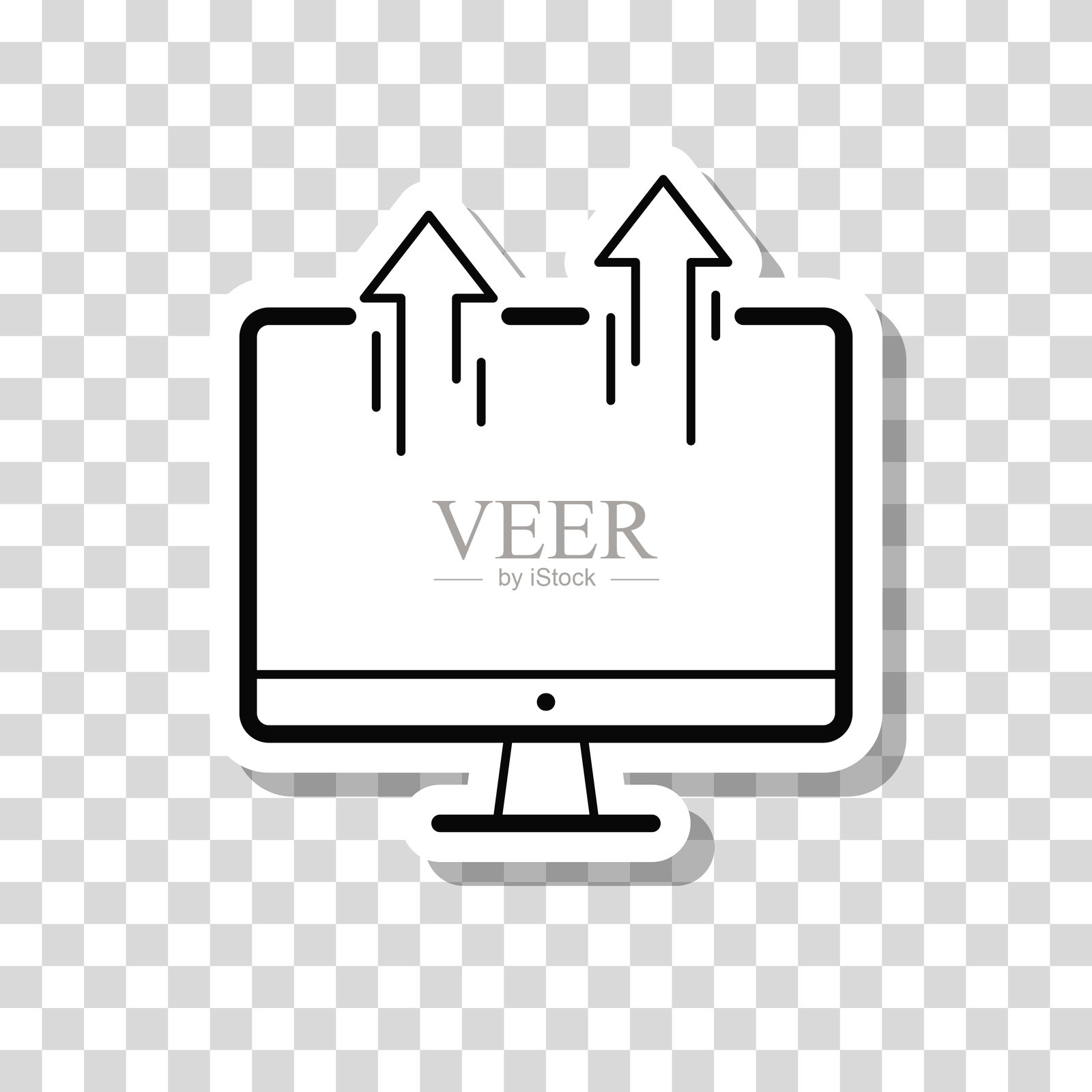 从桌面电脑发送。空白背景上的图标贴纸插画图片素材