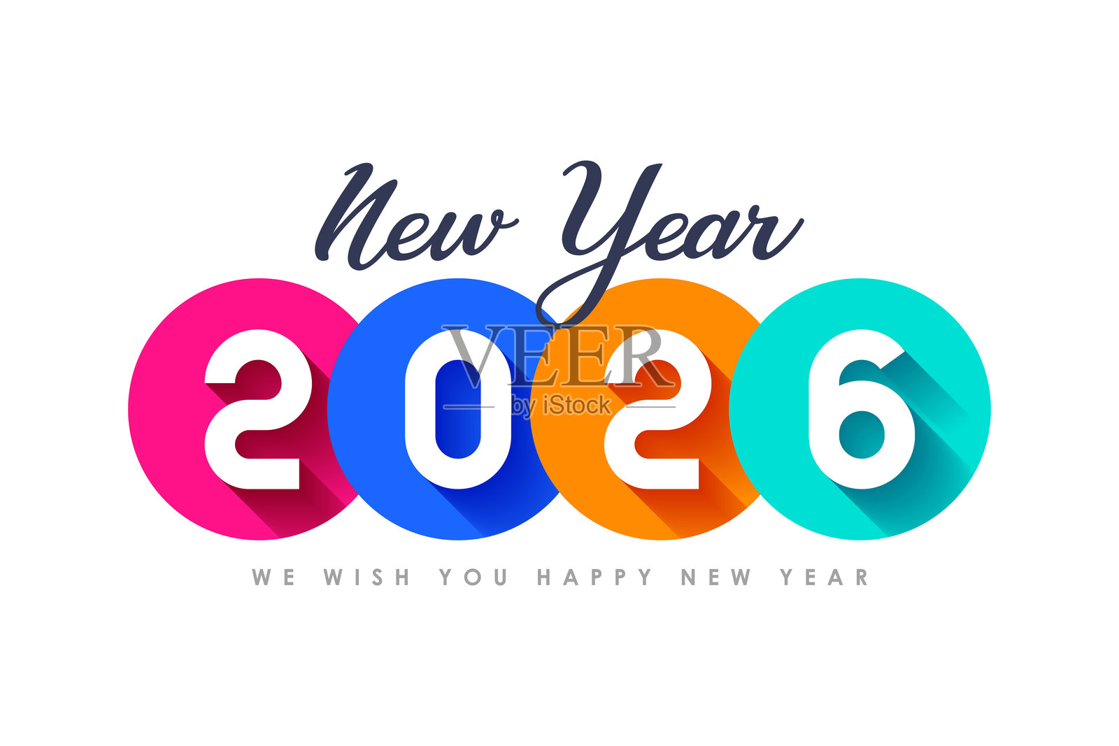 2026年快乐，新年设计，色彩斑斓的截断数字插画图片素材