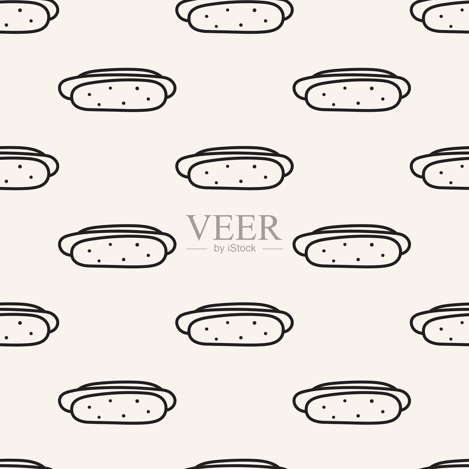 热狗无缝图案。插画图片素材