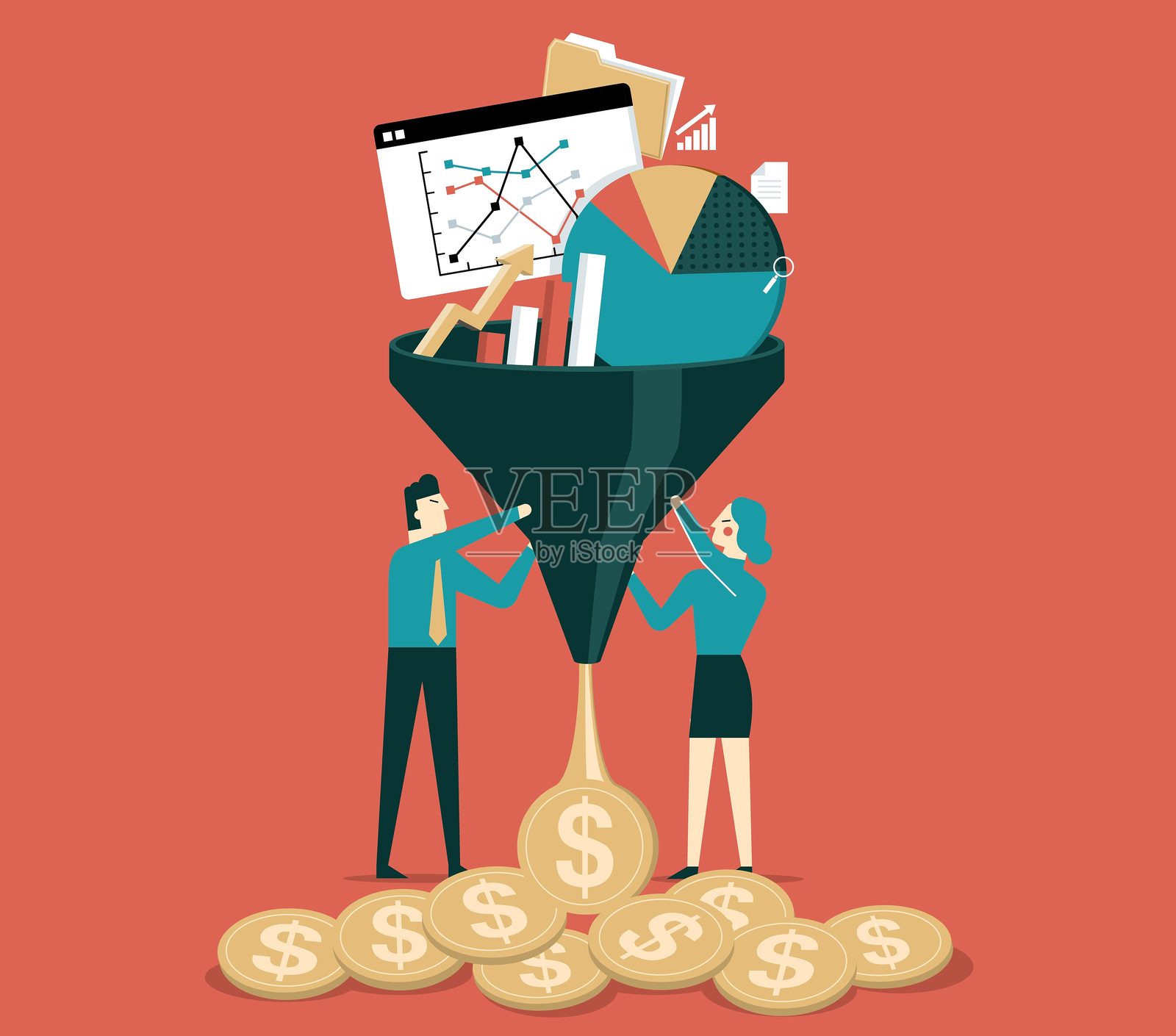 大数据 - 投资插画图片素材