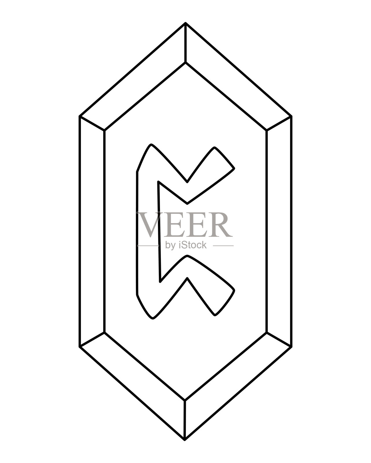 Peorð或Perth，古老的福萨克符文，象征着神秘、隐藏、探索、意识的转变和新知识的获取 - 线性矢量图像供着色使用。插画图片素材