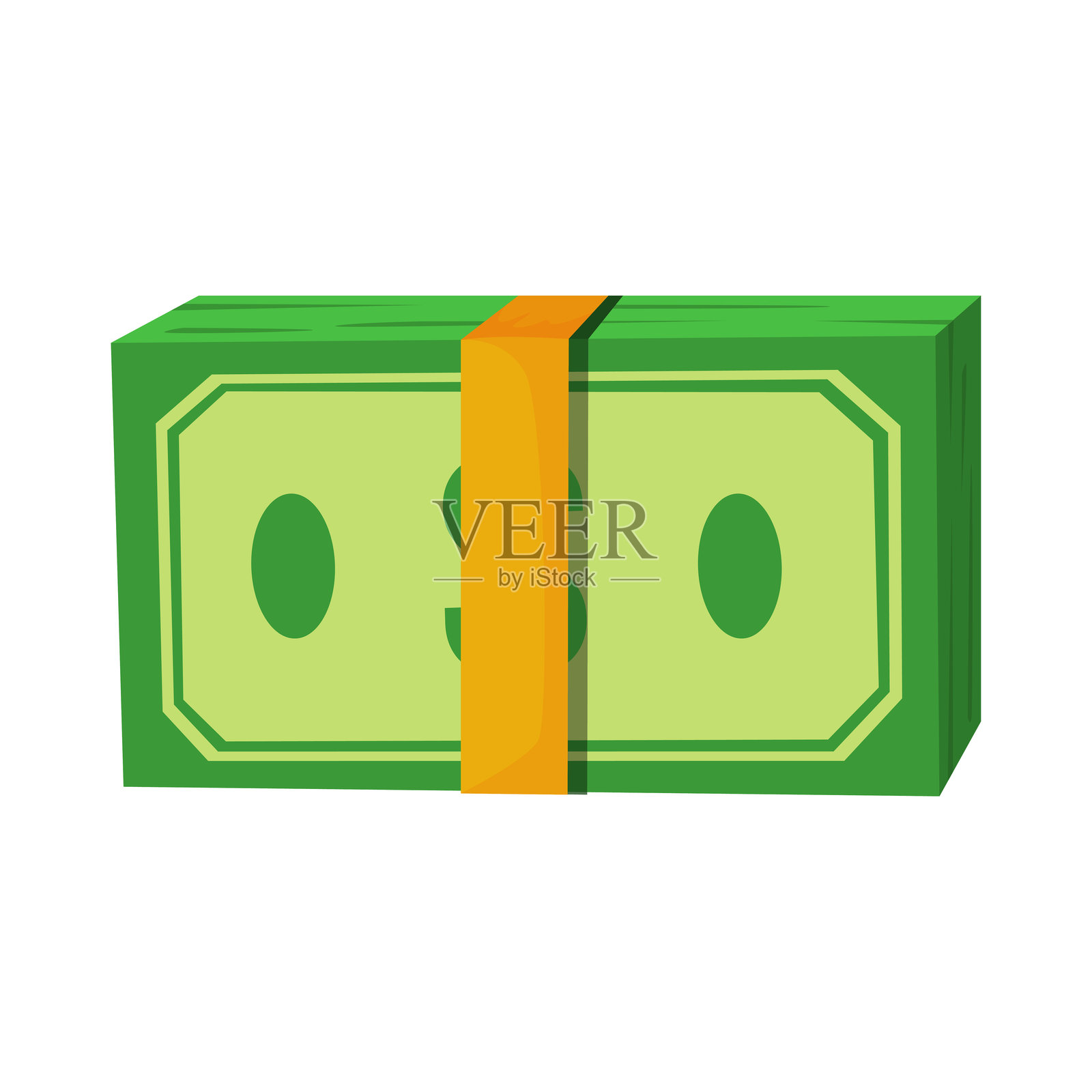 一叠绿色美元钞票插画图片素材