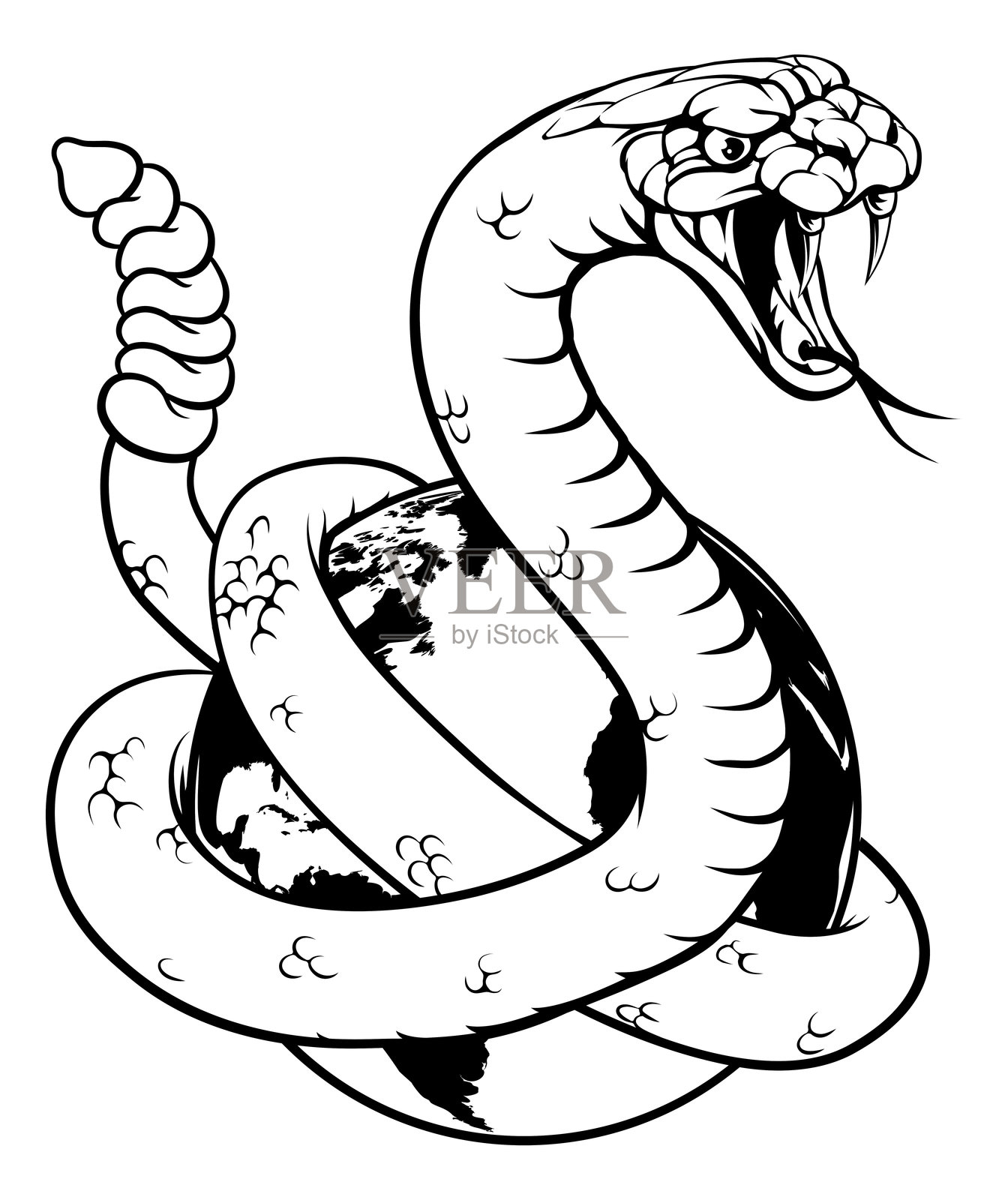 响尾蛇 世界 地球 球体 概念插画图片素材