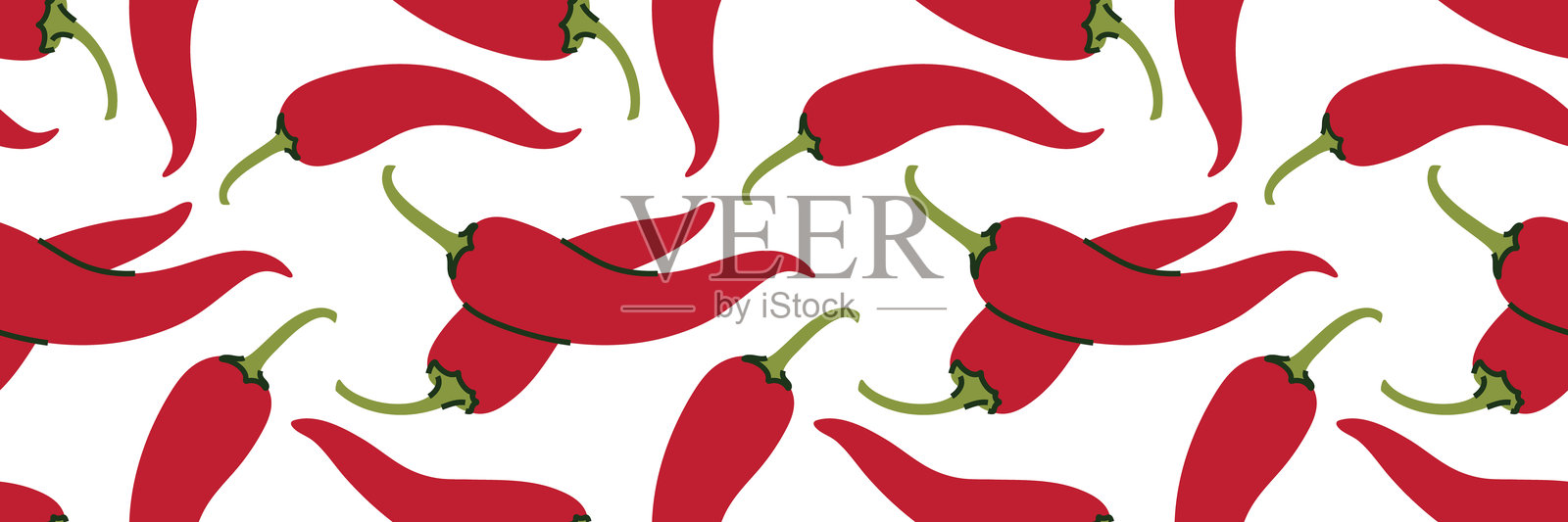 无缝红辣椒图案，适用于纺织品、包装纸和厨房装饰。插画图片素材