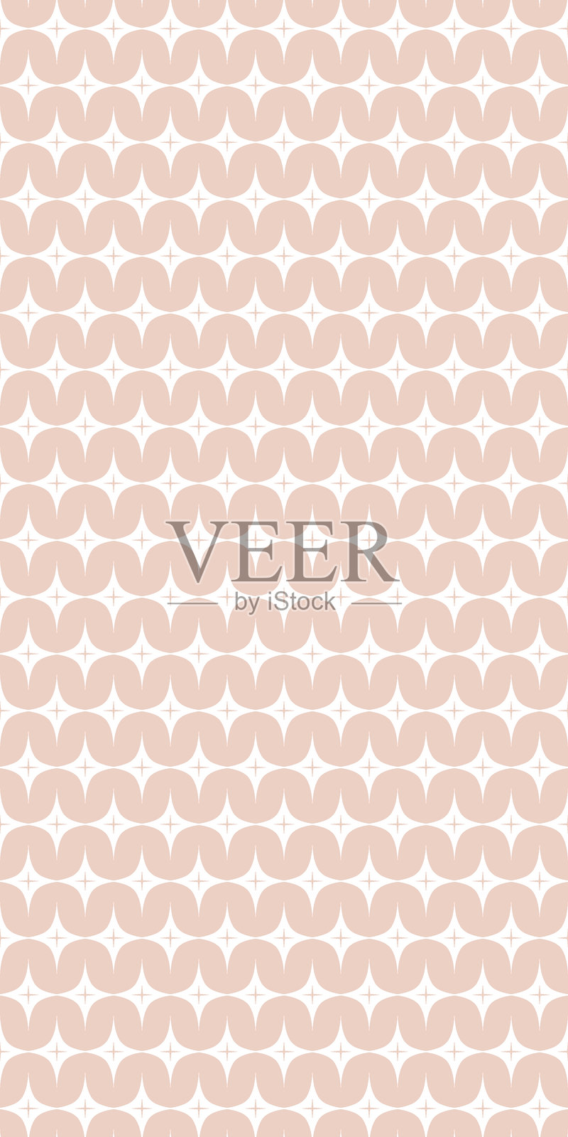 无缝矢量图案，粉色抽象波浪与星星，现代装饰简约背景，时尚几何复古风格的重复纹理，流行的当代柔和粉彩表面设计插画图片素材