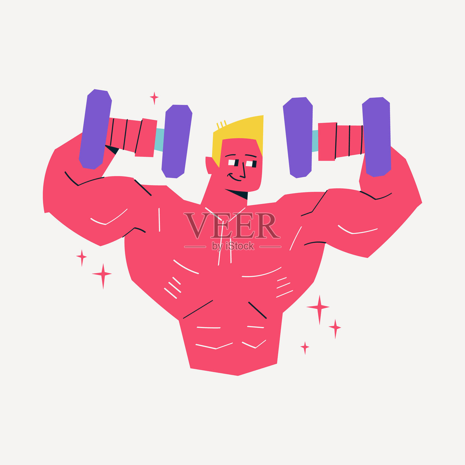 举哑铃的男子锻炼插画图片素材