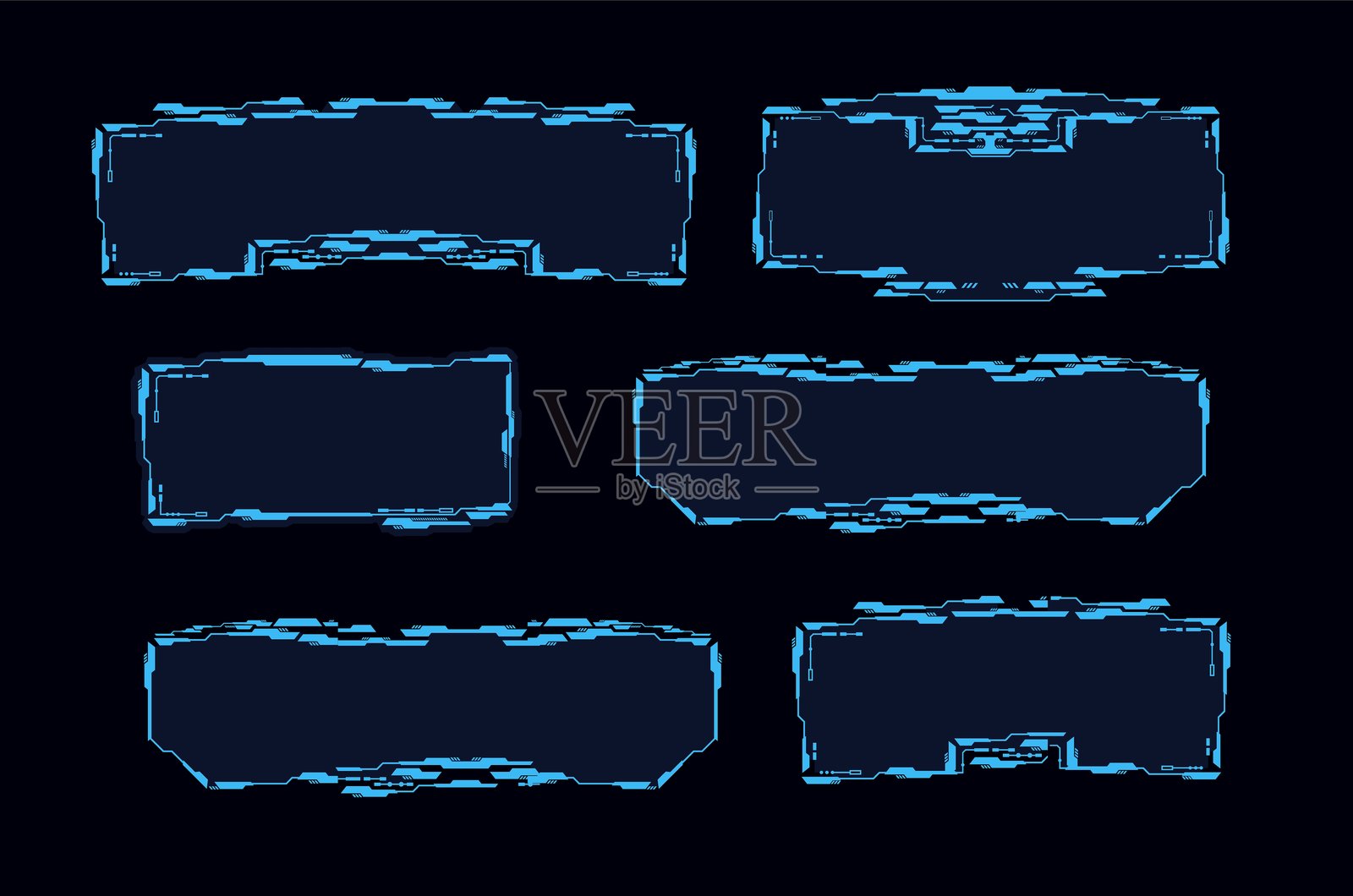 未来高科技框架集，真实的矢量插图，独立展示。插画图片素材