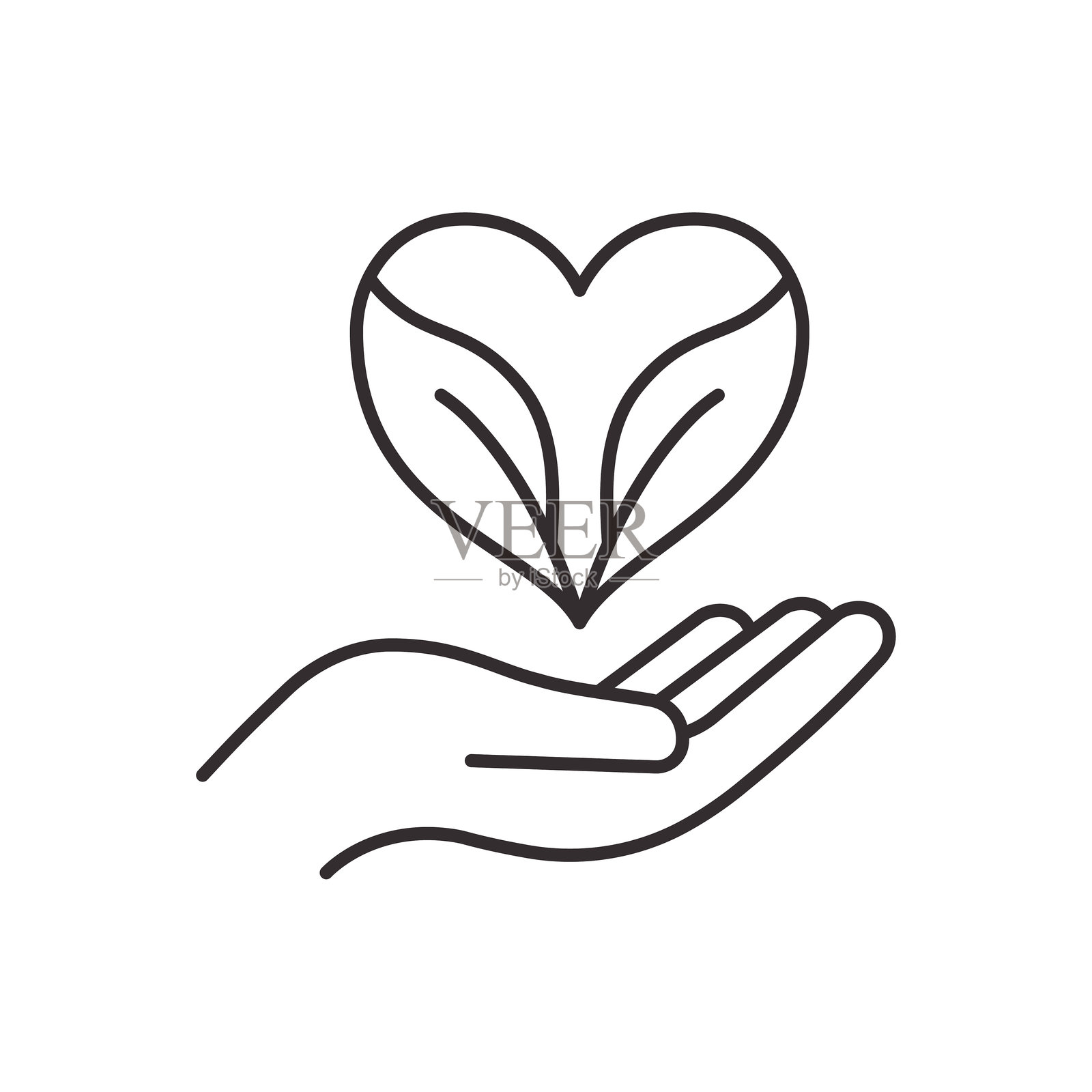 环保图标。关心和环境保护的象征。矢量插图。可编辑的线条。插画图片素材