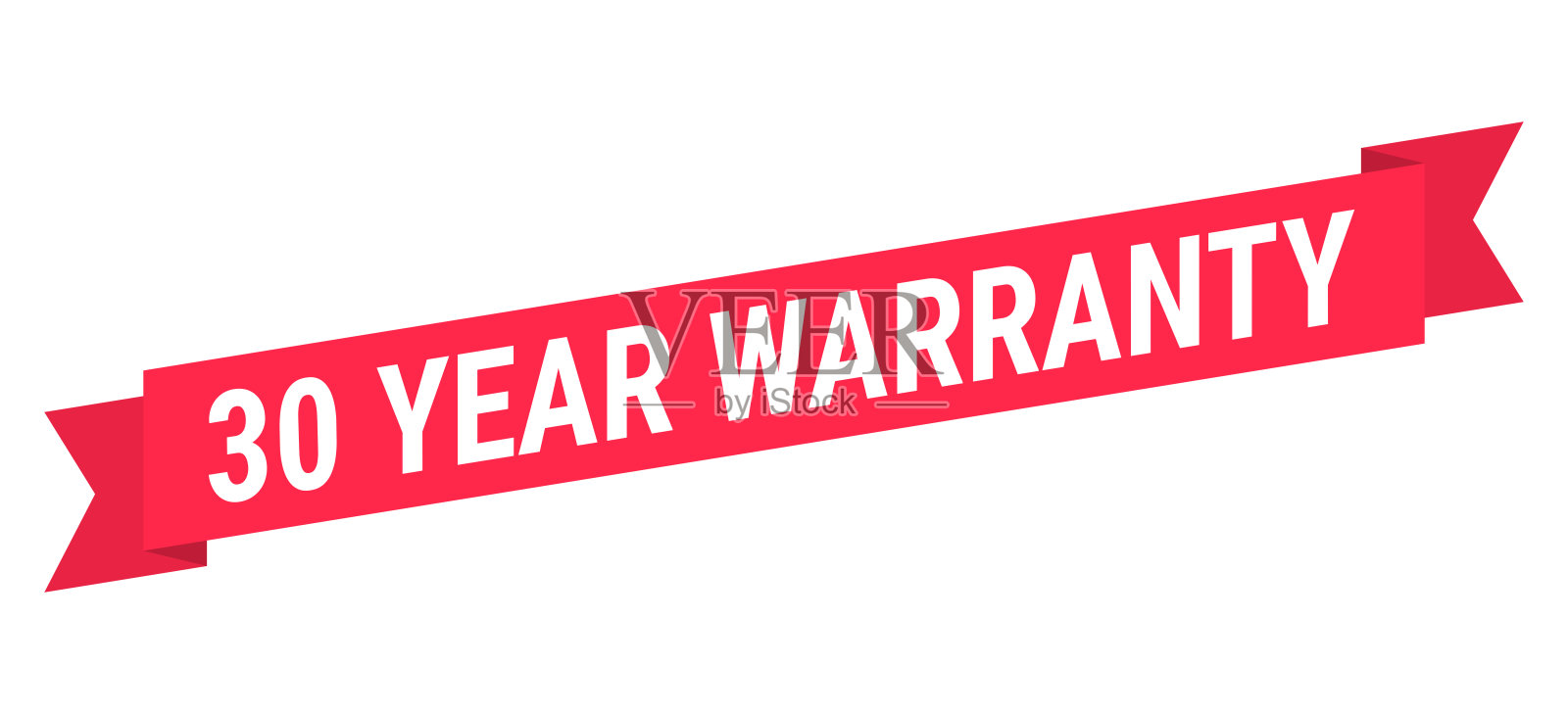 30年保修 - 白色背景上的红色横幅插画图片素材