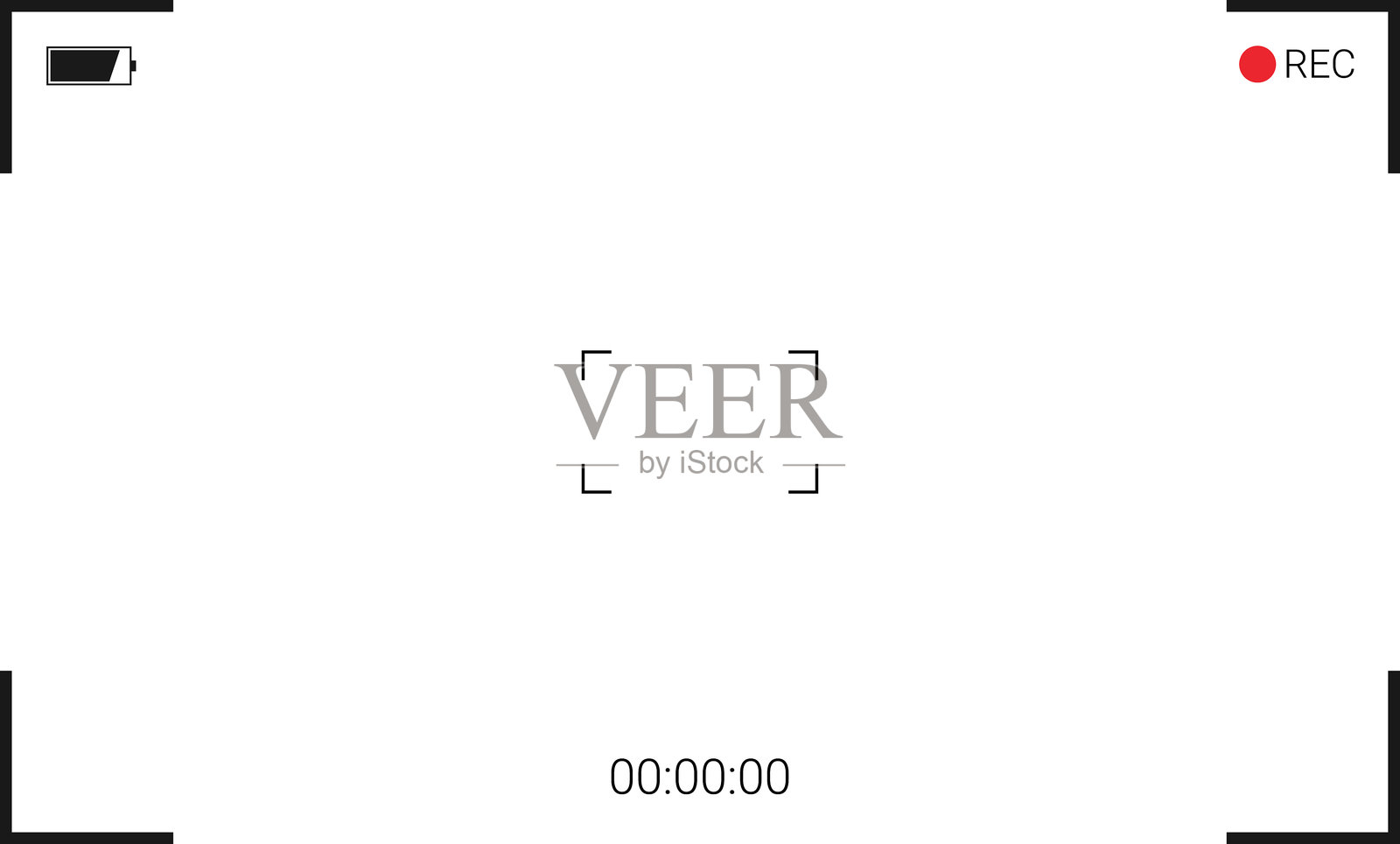 摄像机录制取景器屏幕，带有REC图标和计时器显示插画图片素材