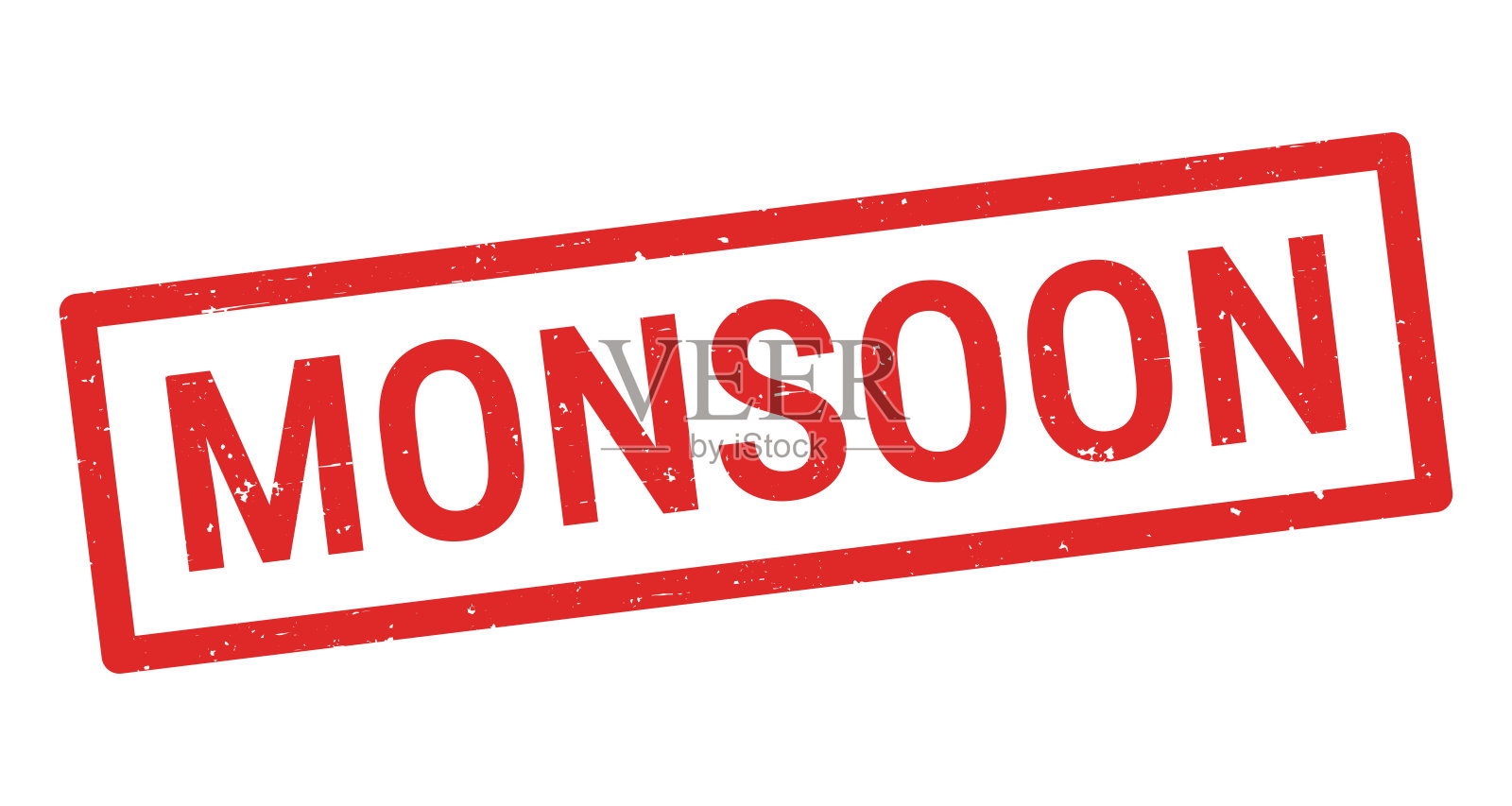 季风 - 红色橡胶印章在白色背景上插画图片素材