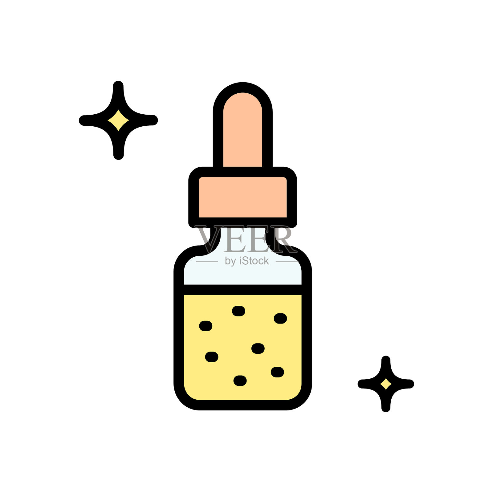 婴儿油图标。用于网页和应用程序的护肤颜色标志。适用于网页设计的简单符号，背景为白色。插画图片素材