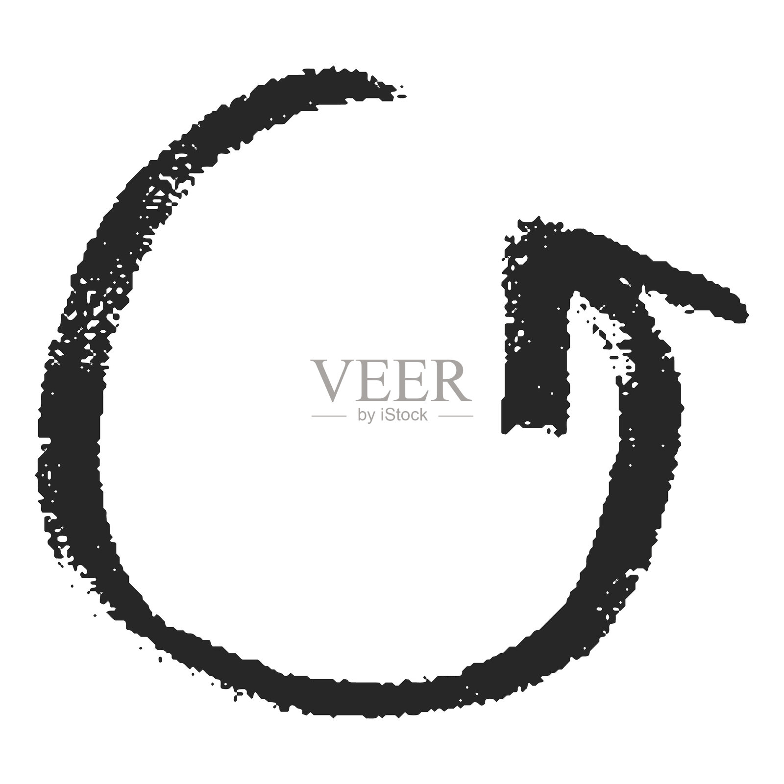 炭笔、蜡笔素描的圆形箭头，涂鸦指示标记，转向指示牌，矢量图形的黑板笔触插画图片素材