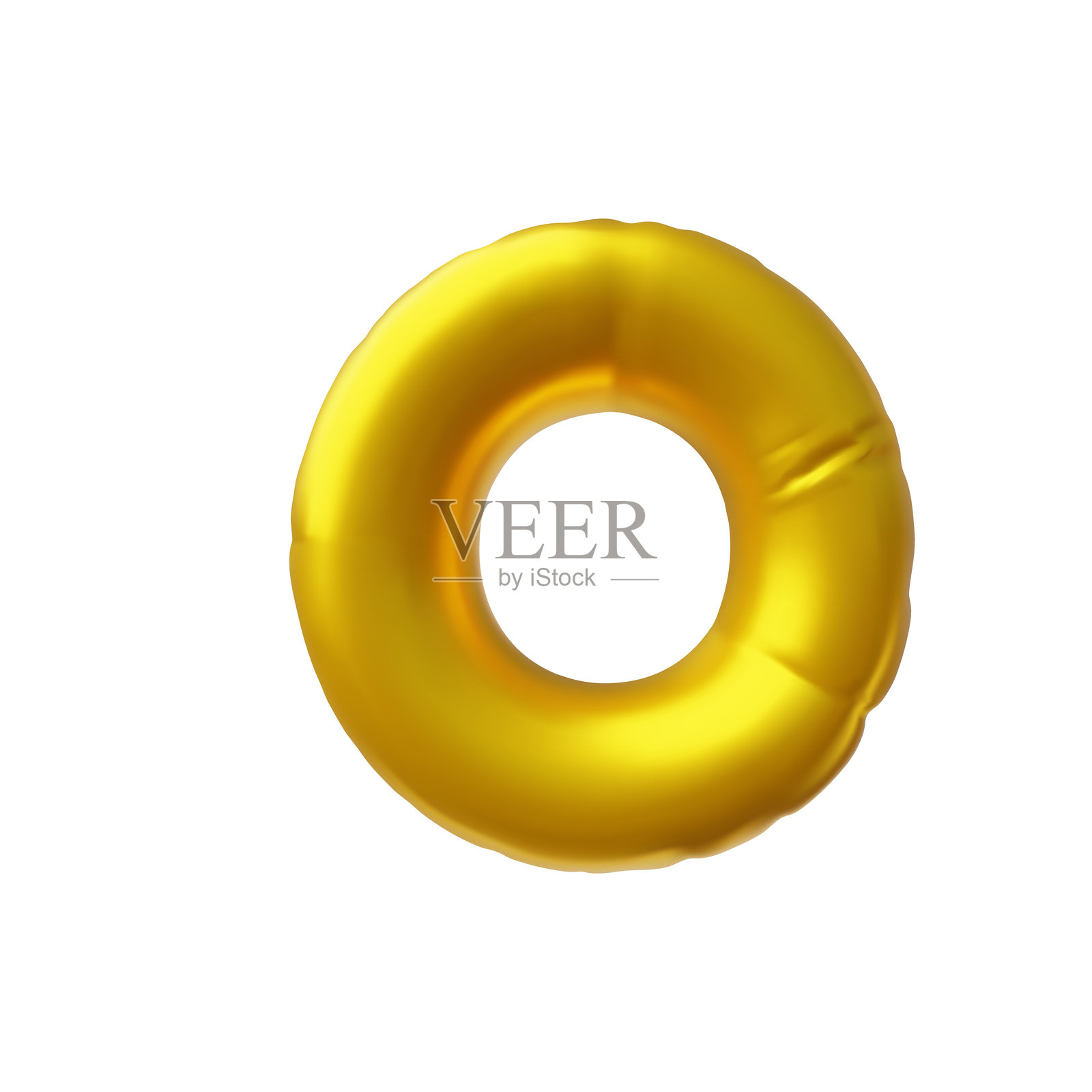金色铝箔充气气球的英文字母o，3D矢量渲染类型符号，蓬松字体标志插画图片素材