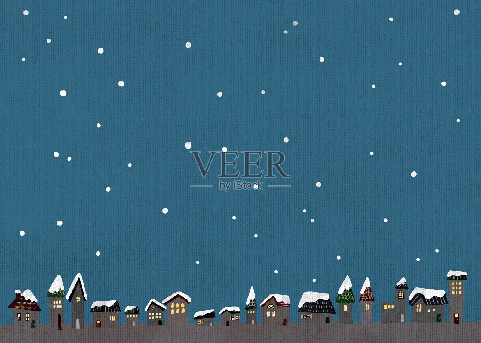 北欧风格时尚房屋与雪景圣诞场景插图插画图片素材