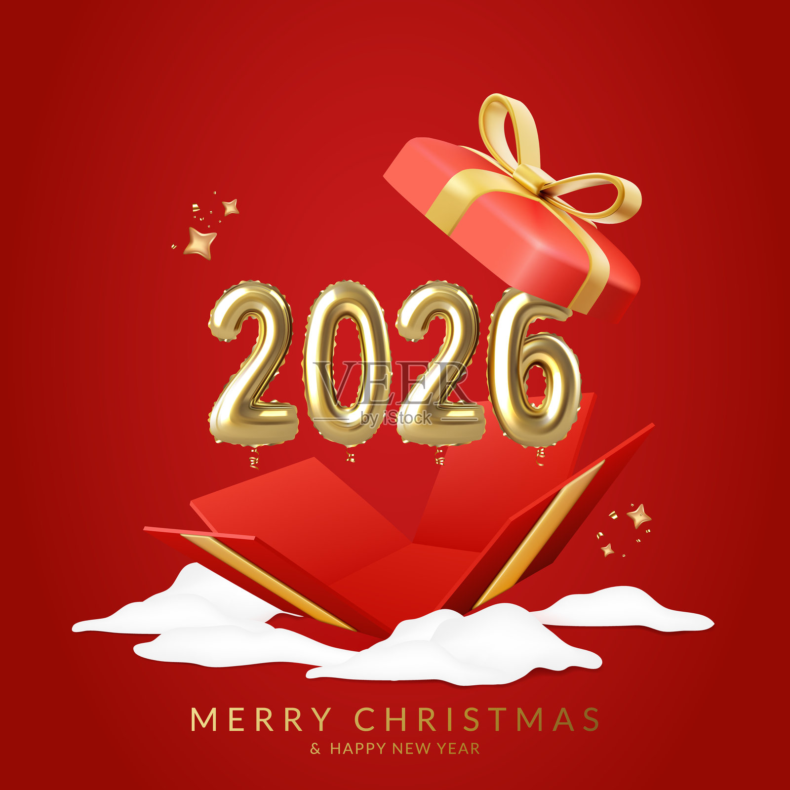 2026年圣诞节和新年贺卡。插画图片素材