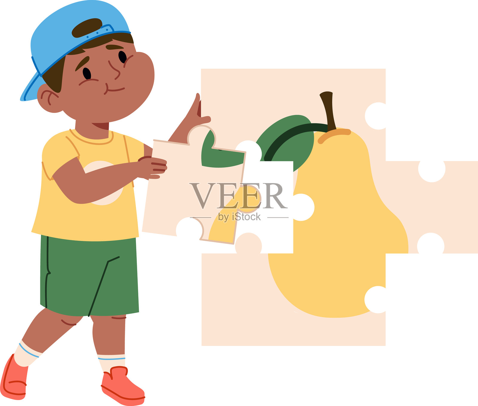 孩子们在玩拼图插画图片素材