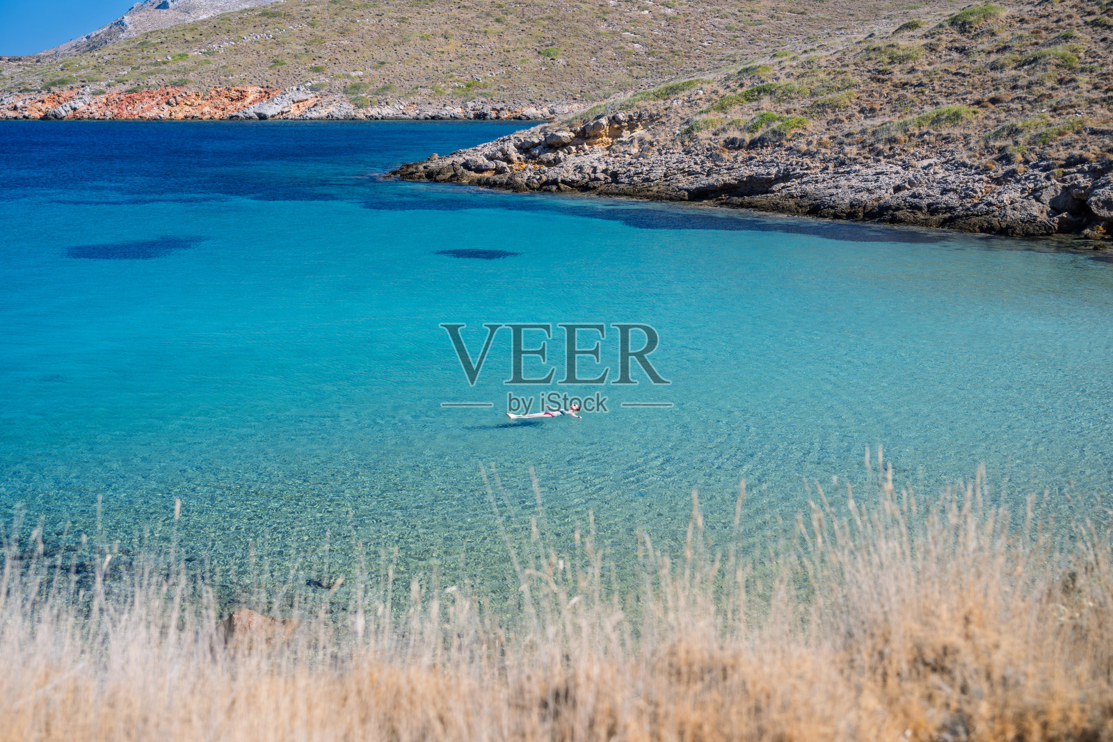 海面上方的女性游泳俯视图照片摄影图片