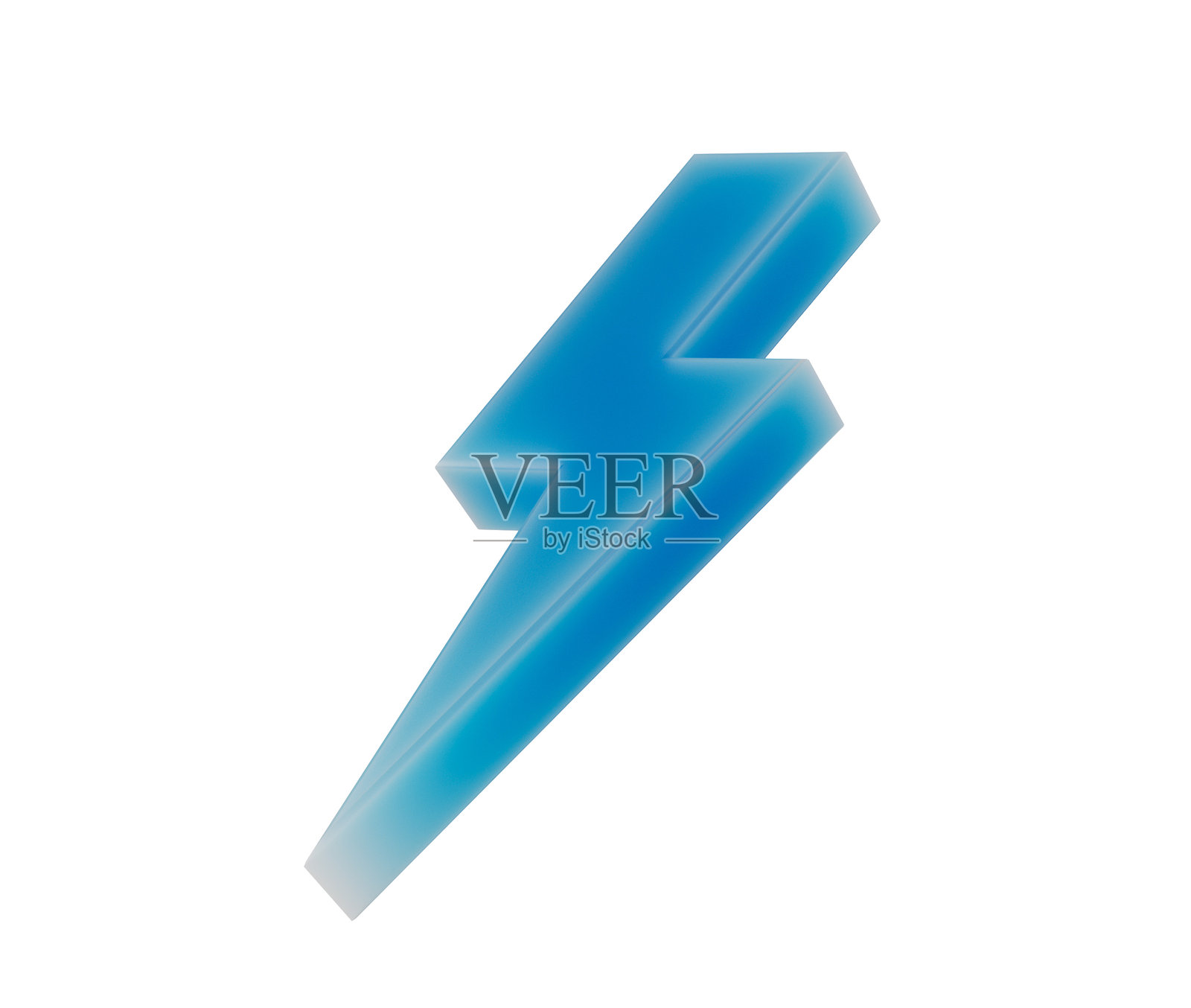 一个发光的蓝色3D闪电图标，外观时尚、现代且充满电力感。3D插图照片摄影图片