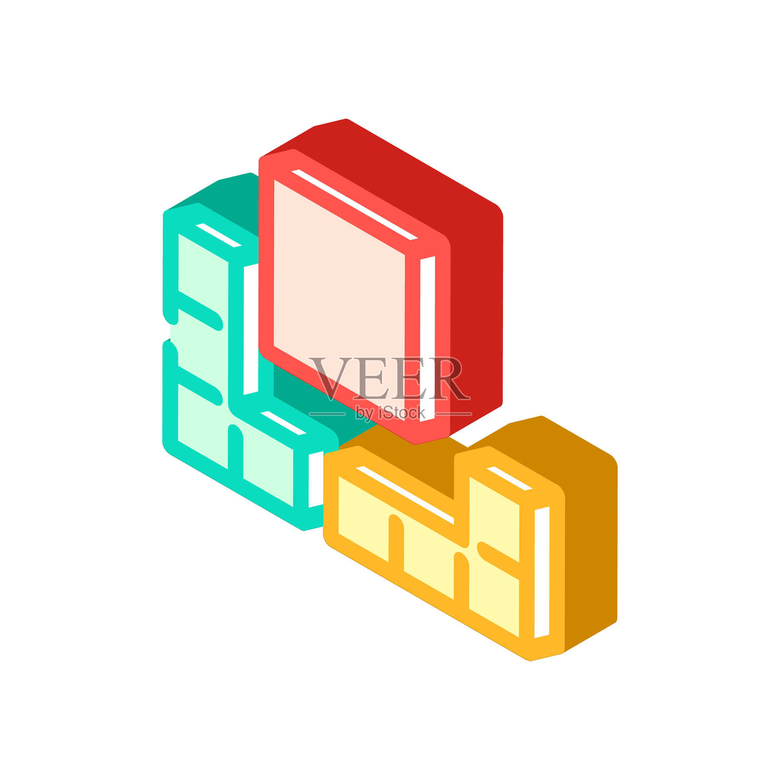 模块化组件等距图标矢量插图插画图片素材