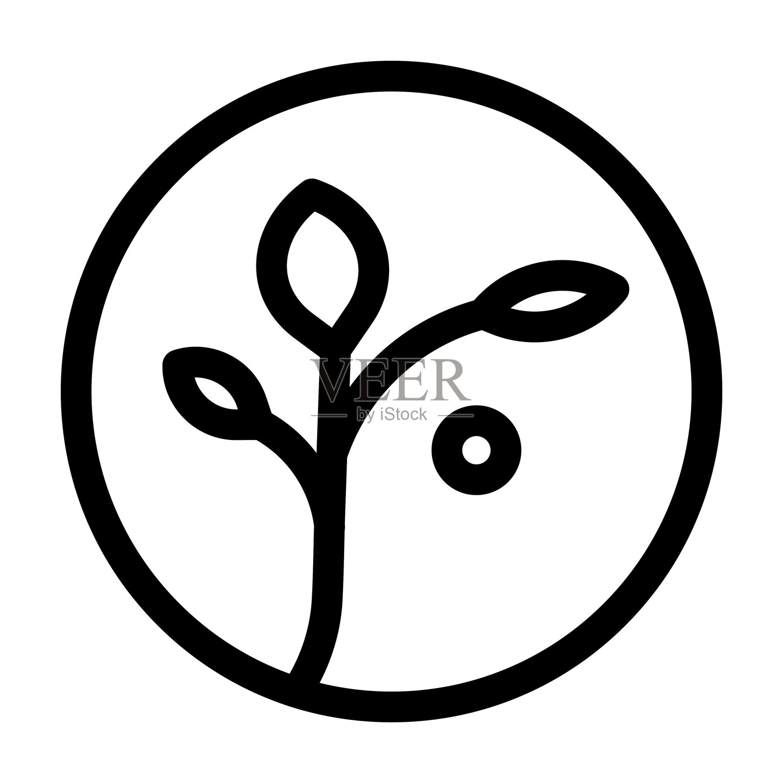 黑白简约植物花叶图案符号标志插画图片素材