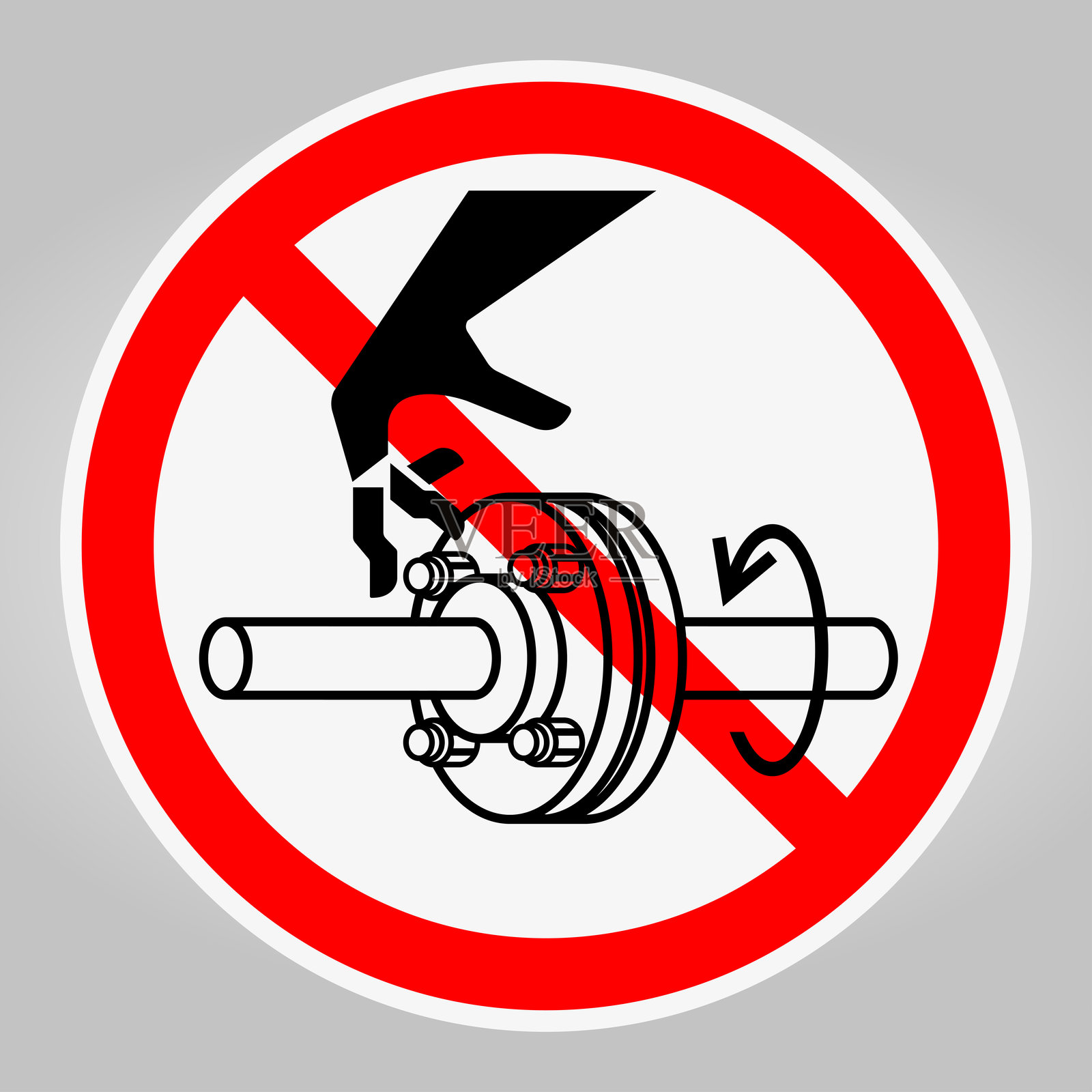 禁止未经授权的手接触机械部件的警告标志插画图片素材