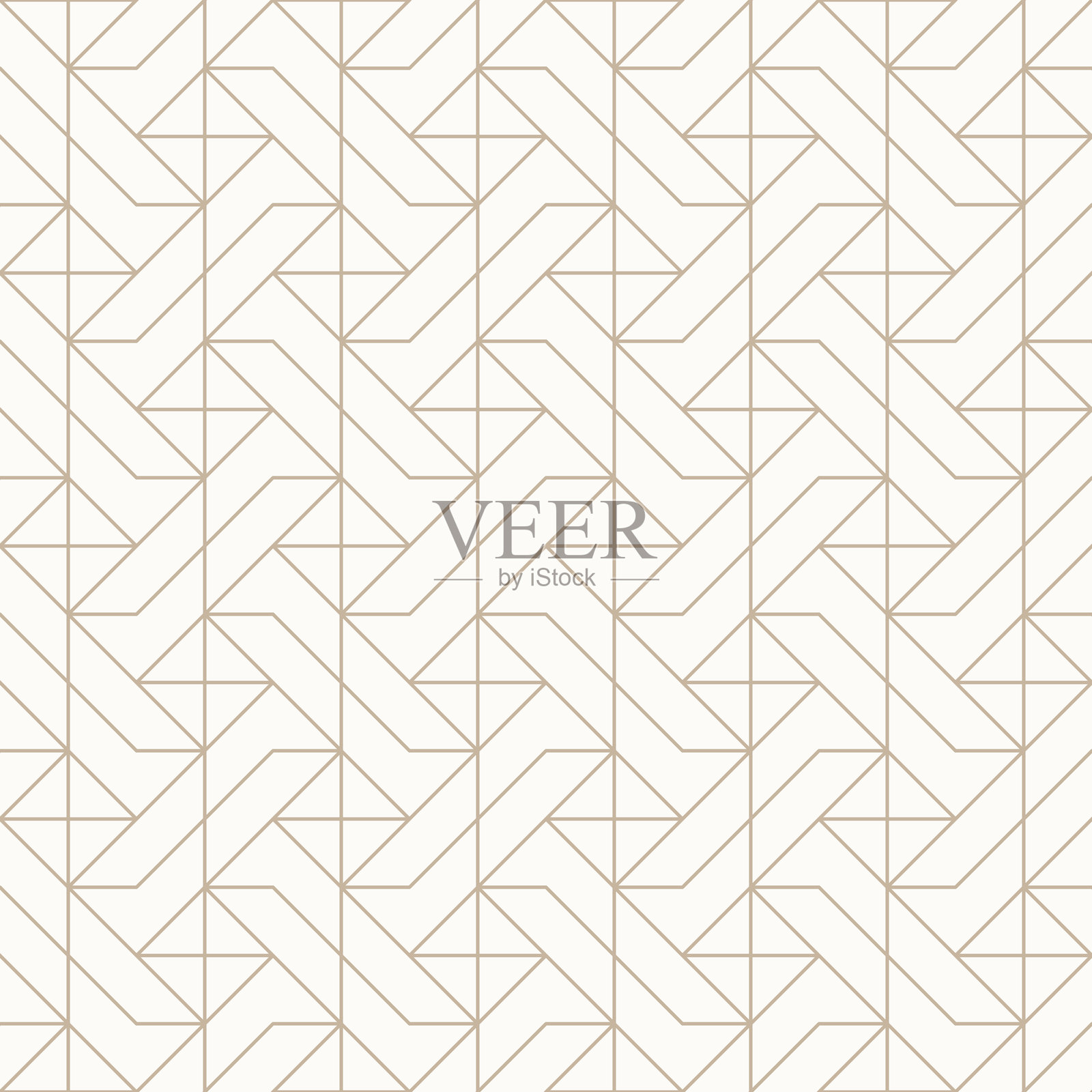 浅米色背景上的细金棕色轮廓，无缝几何线性图案插画图片素材